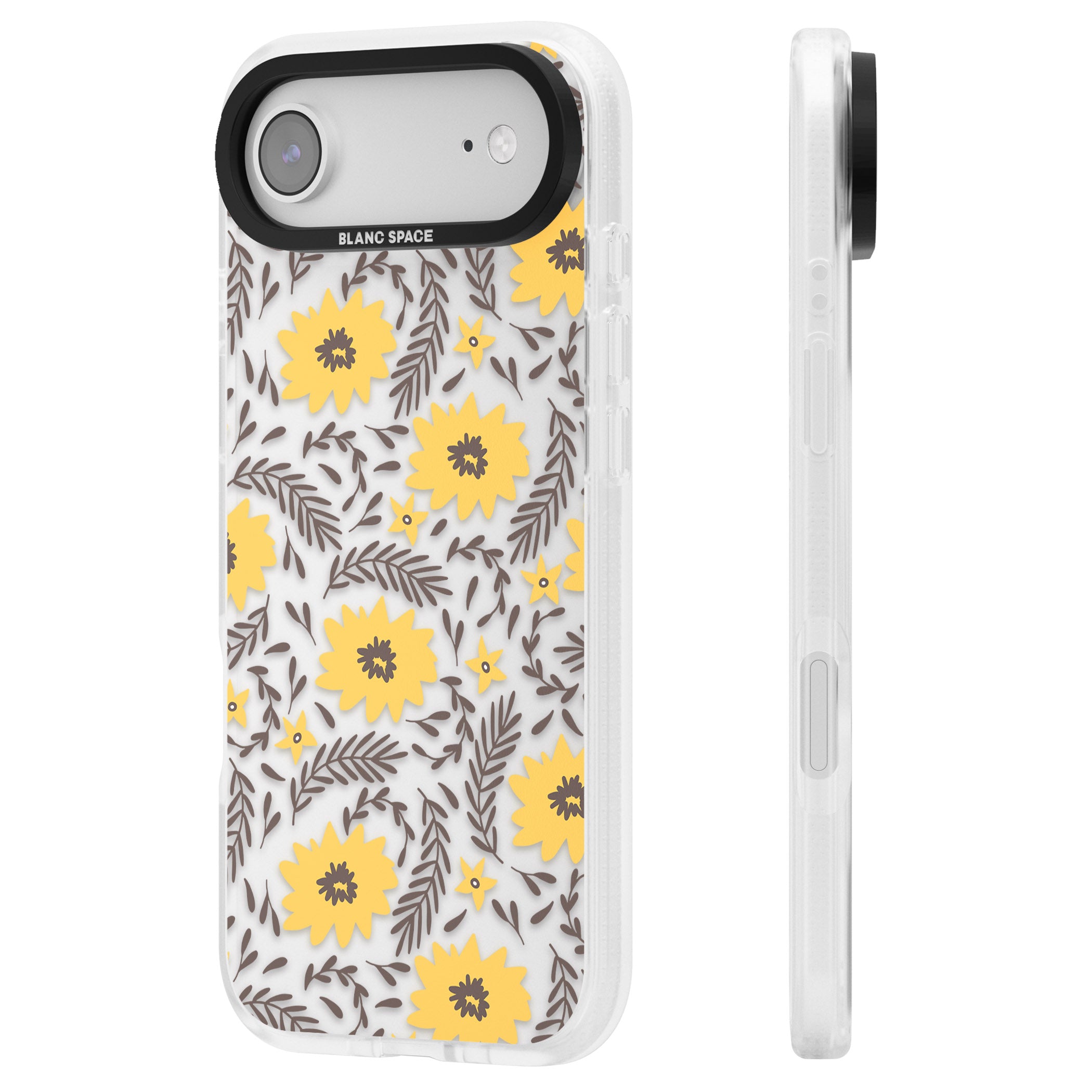 Yellow Blossoms Floral iPhone 17 Air Impact Air Clear Phone Case Side Profile