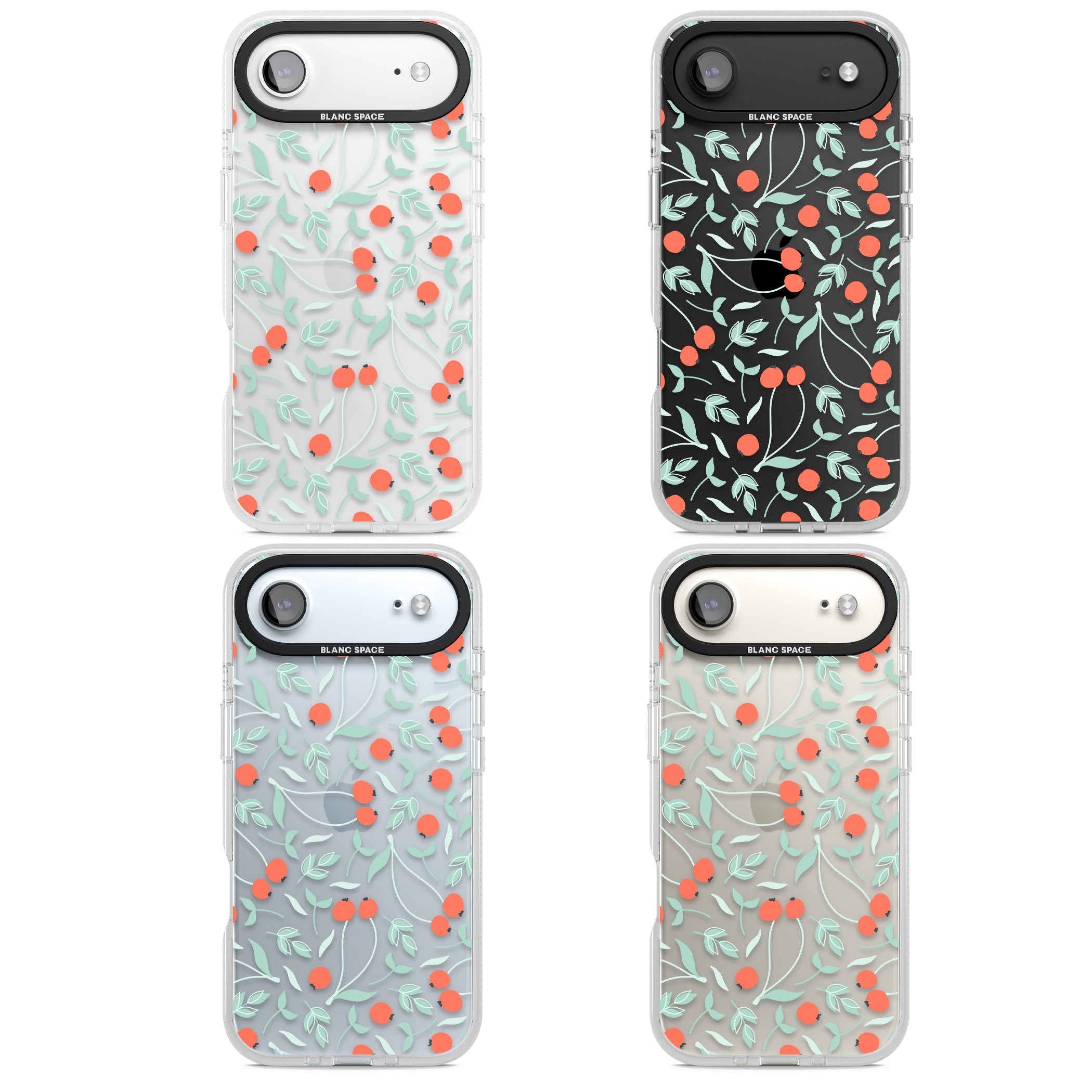 Red Berries Floral iPhone 17 Air Impact Air Clear Phone Case APT Impact Protection