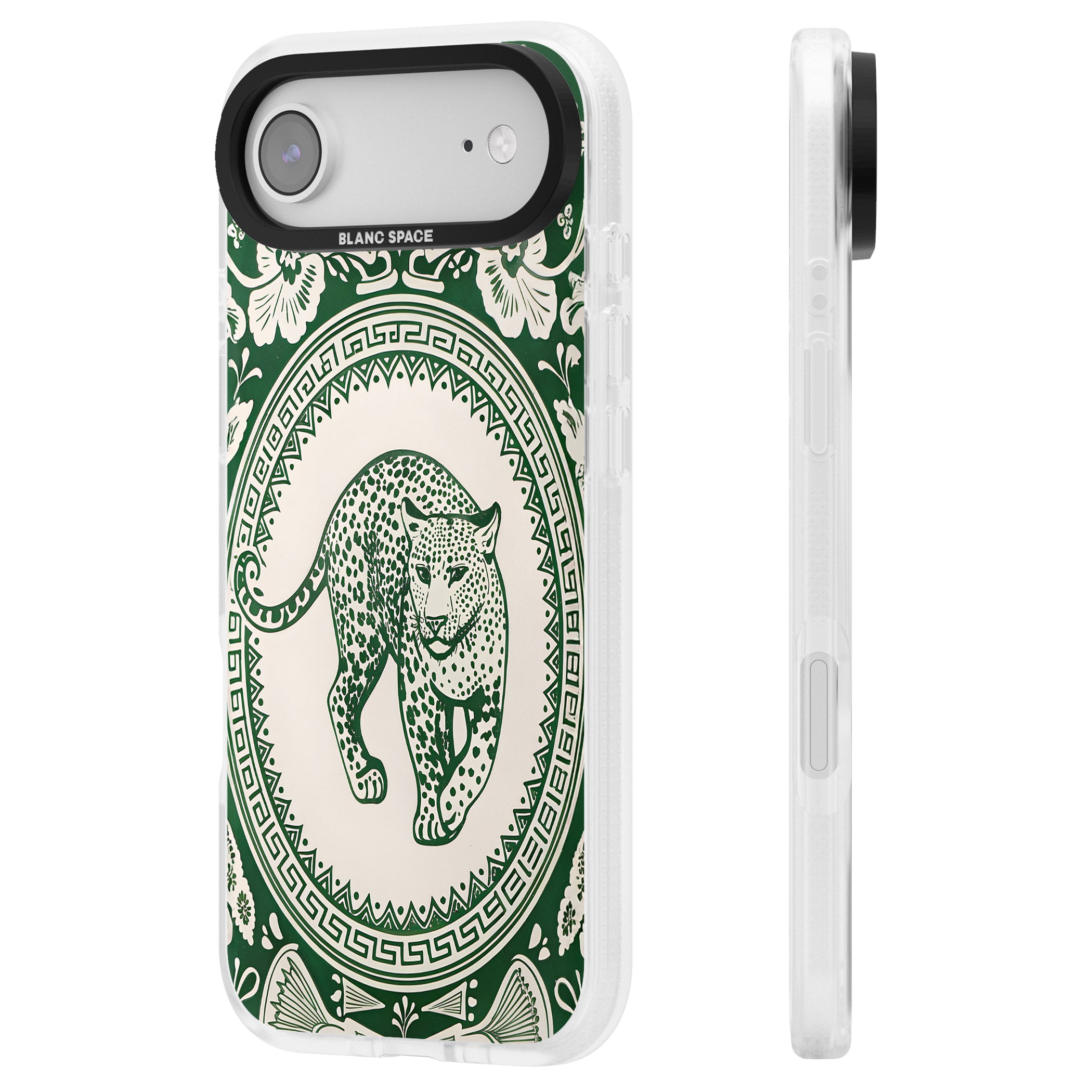 Green Leopard iPhone 17 Air Impact Air Clear Phone Case Side Profile
