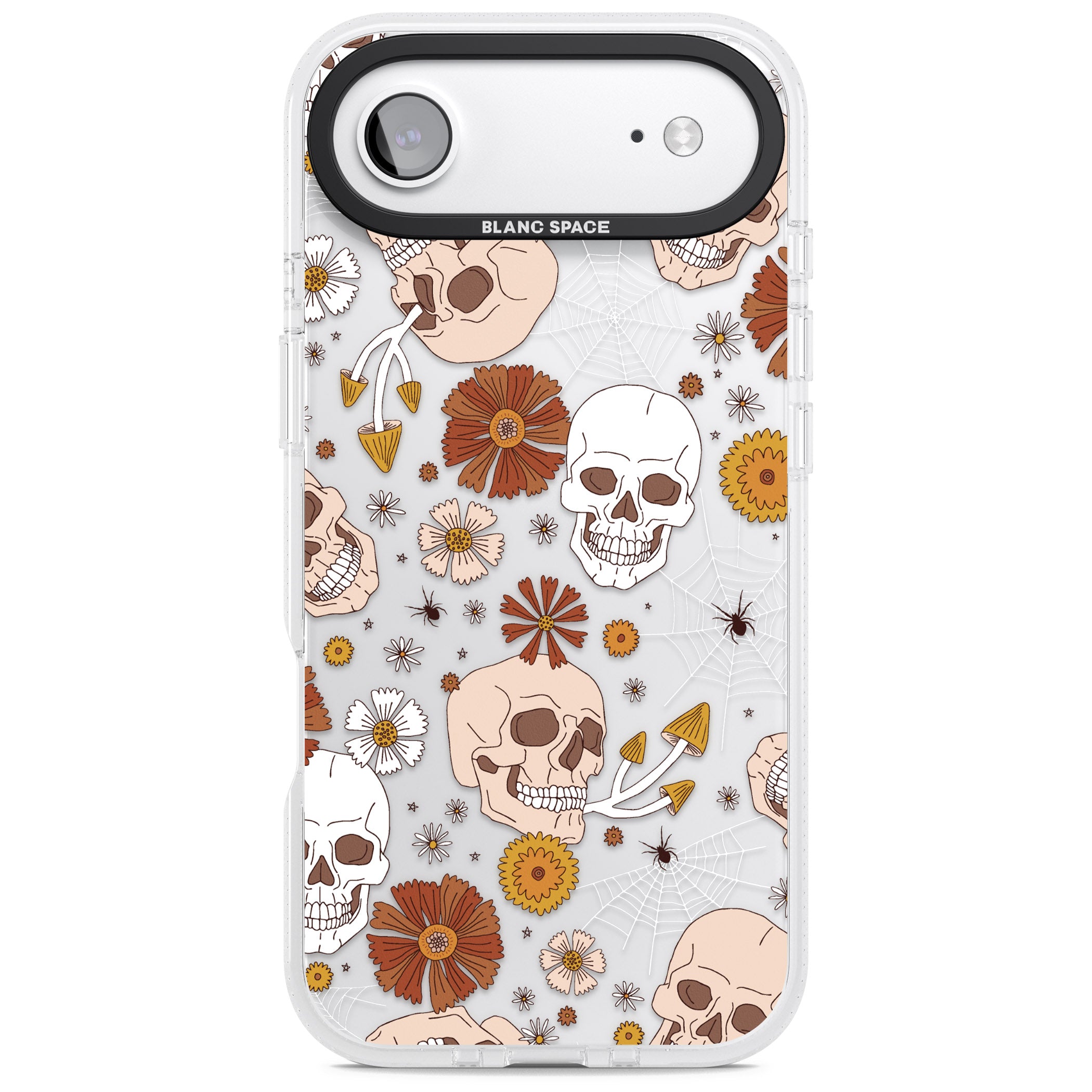 Halloween Skulls And Flowers iPhone 17 Air Impact Air Clear Phone Case