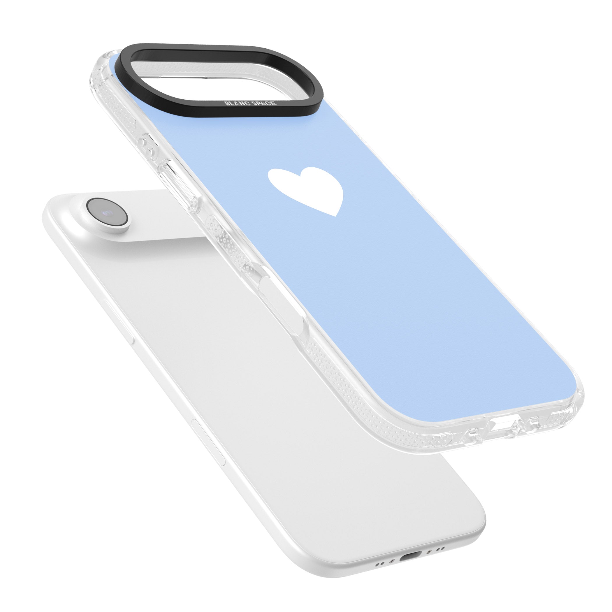 Single Heart Design: White & Baby Blue iPhone 17 Air Impact Air Clear Phone Case Colours