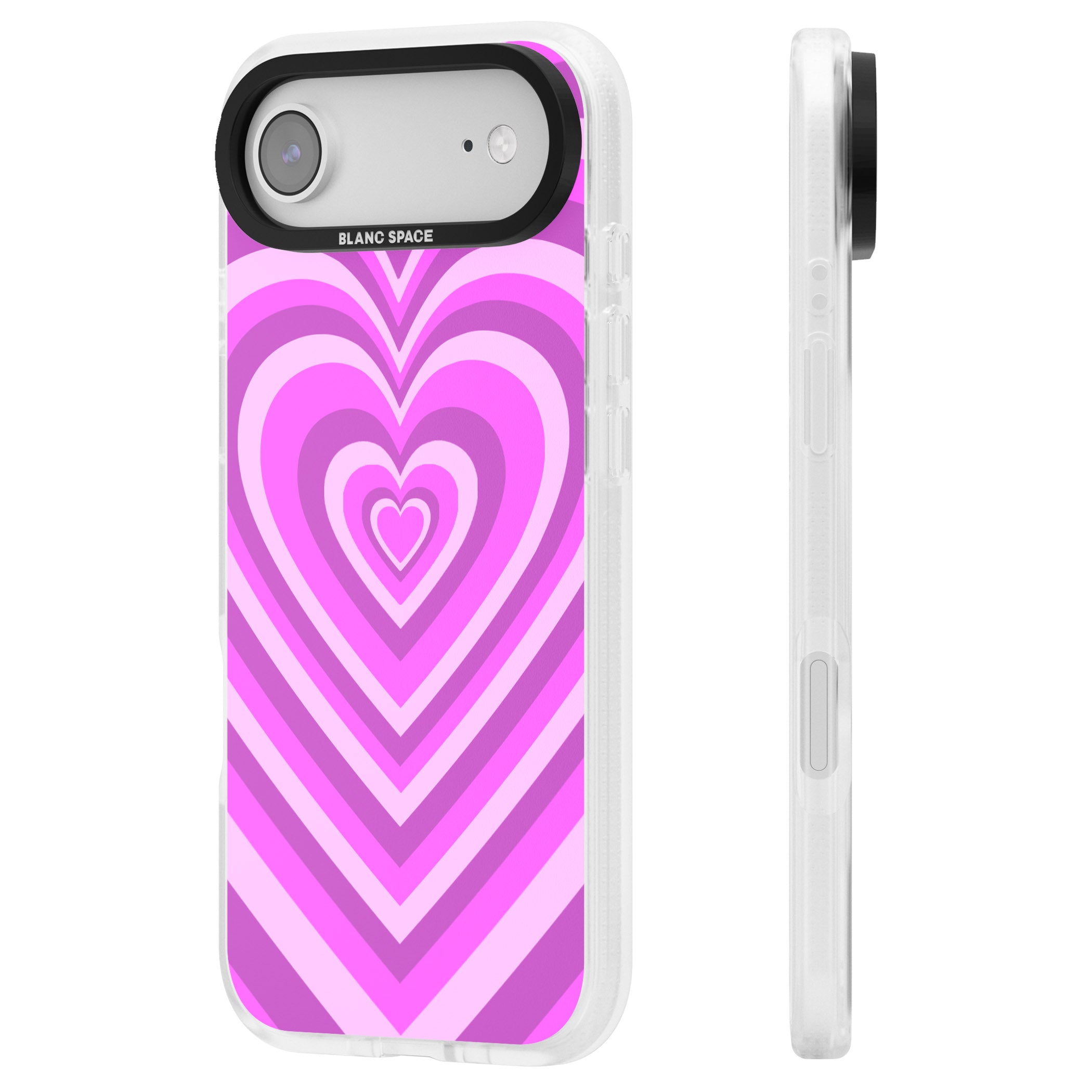 Pink Heart Illusion iPhone 17 Air Impact Air Clear Phone Case Side Profile