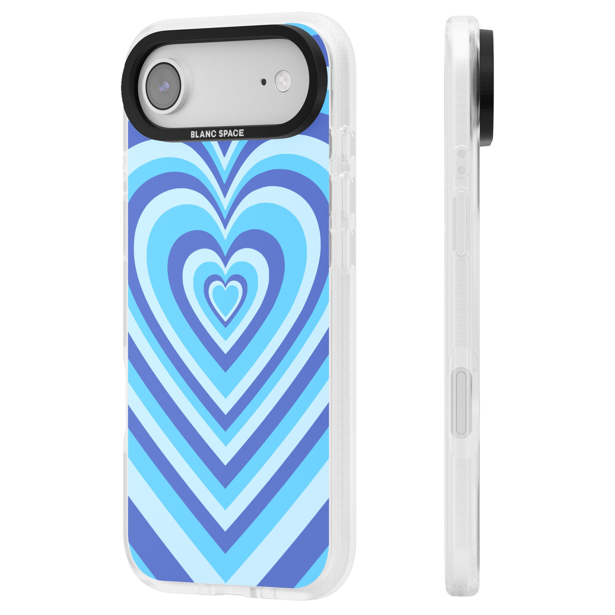 Blue Heart Illusion iPhone 17 Air Impact Air Clear Phone Case Side Profile