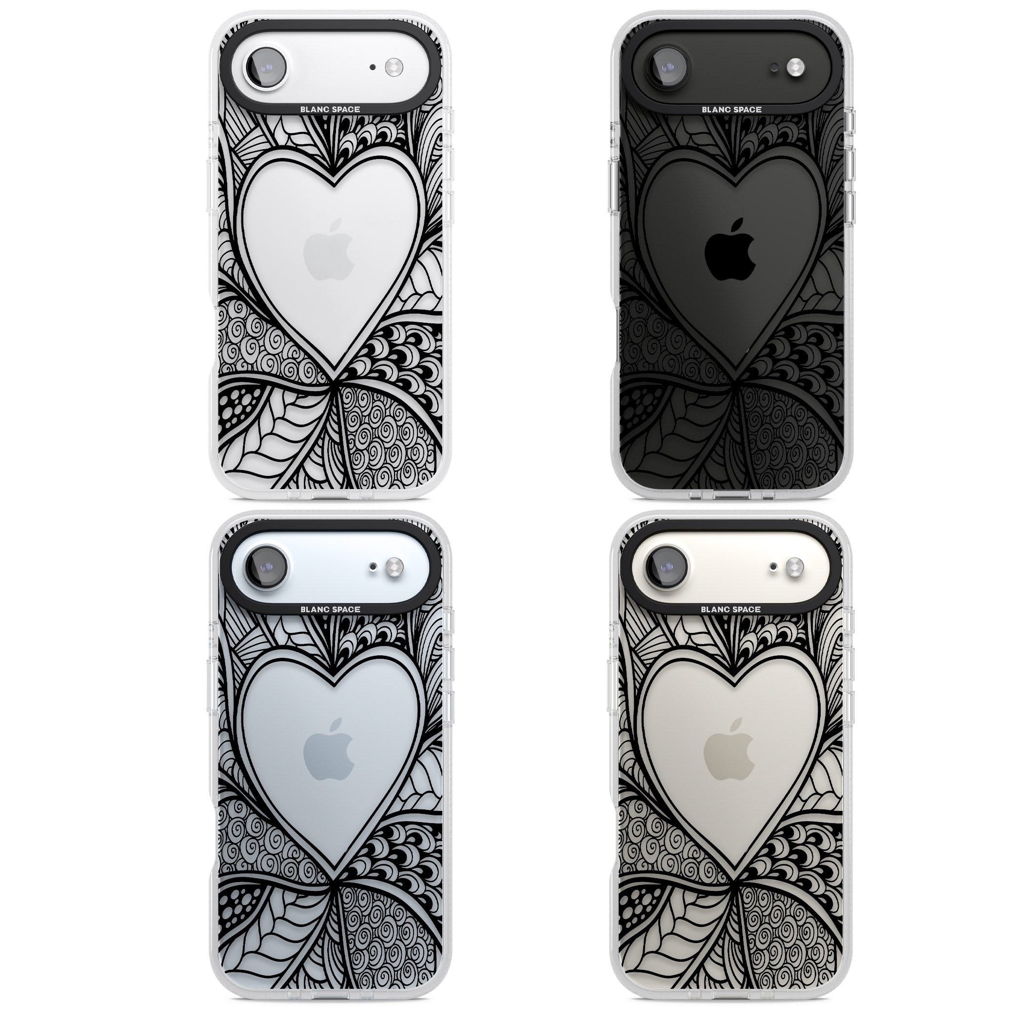 Black Henna Heart iPhone 17 Air Impact Air Clear Phone Case APT Impact Protection