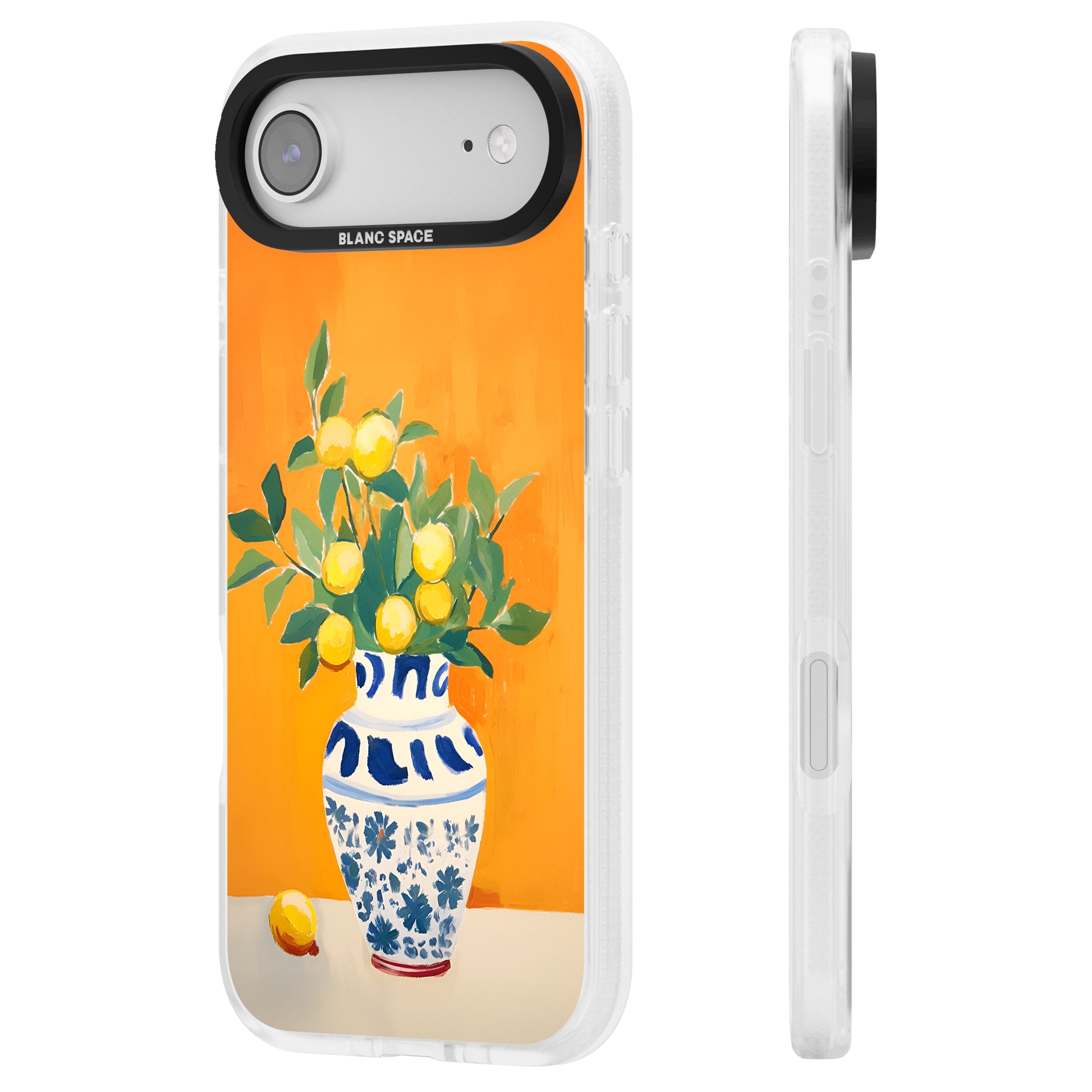 Lemon Vase iPhone 17 Air Impact Air Clear Phone Case Side Profile