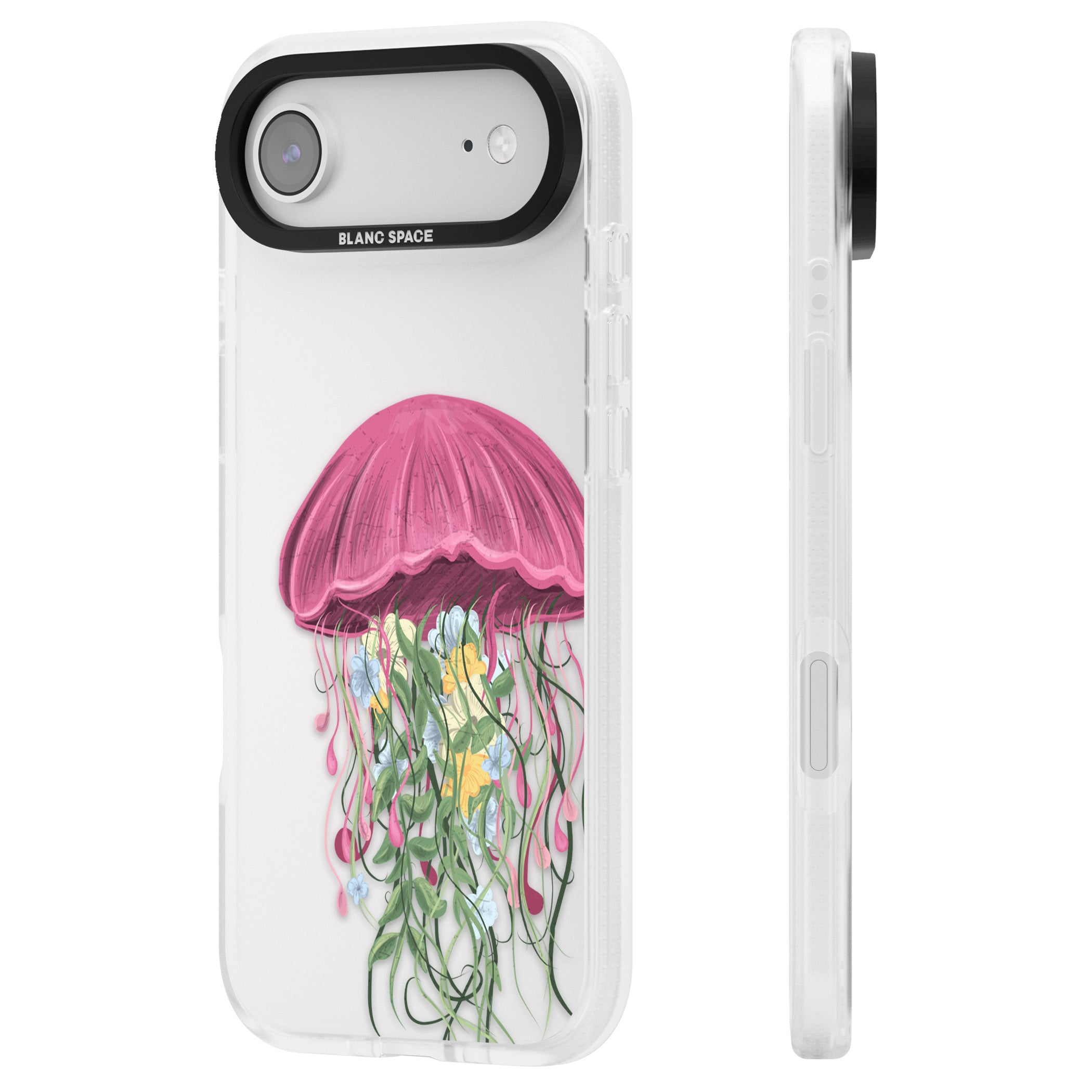 Botanical Jellyfish iPhone 17 Air Impact Air Clear Phone Case Side Profile
