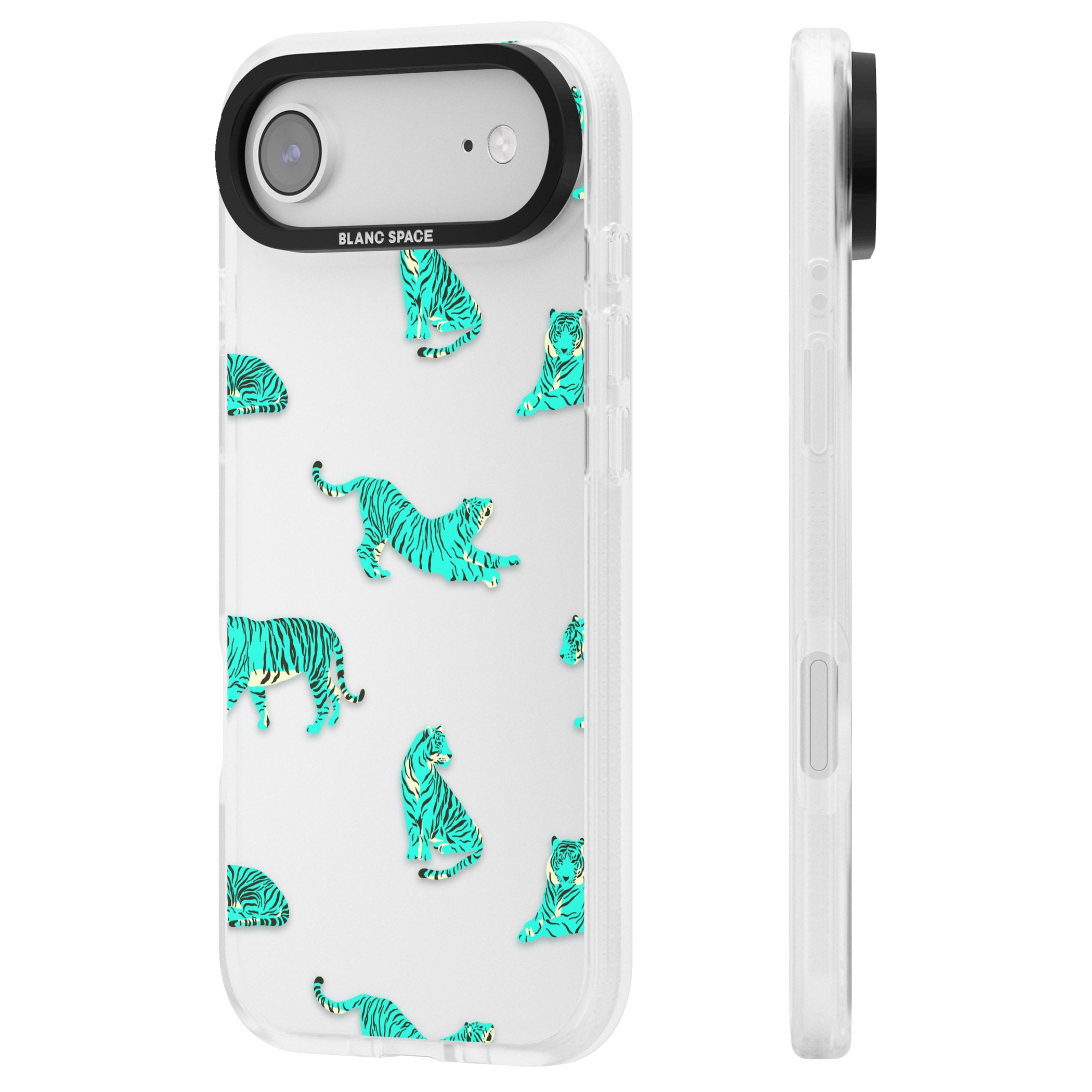 Turquoise Tiger iPhone 17 Air Impact Air Clear Phone Case Side Profile