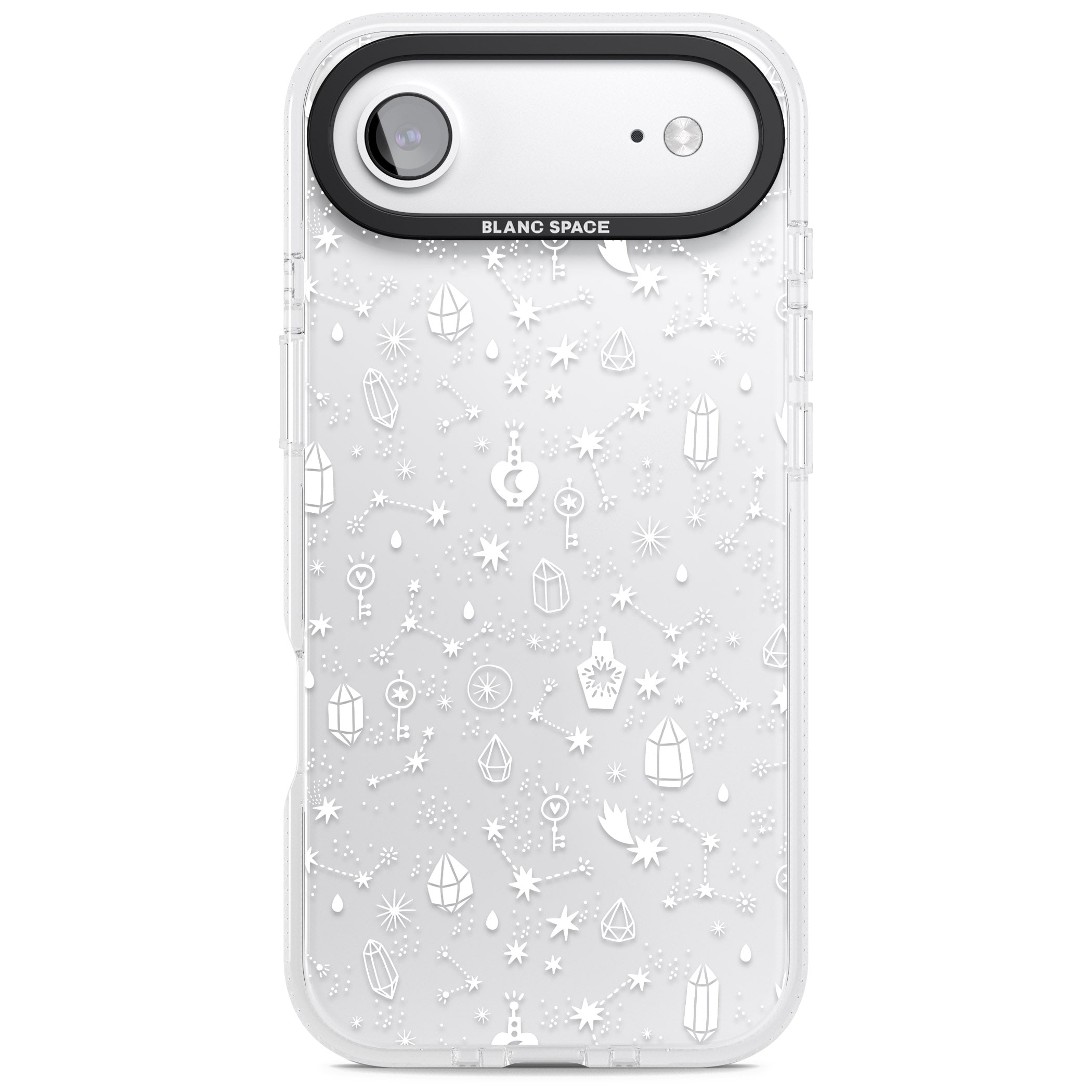 White Cosmic Crystal iPhone 17 Air Impact Air Clear Phone Case