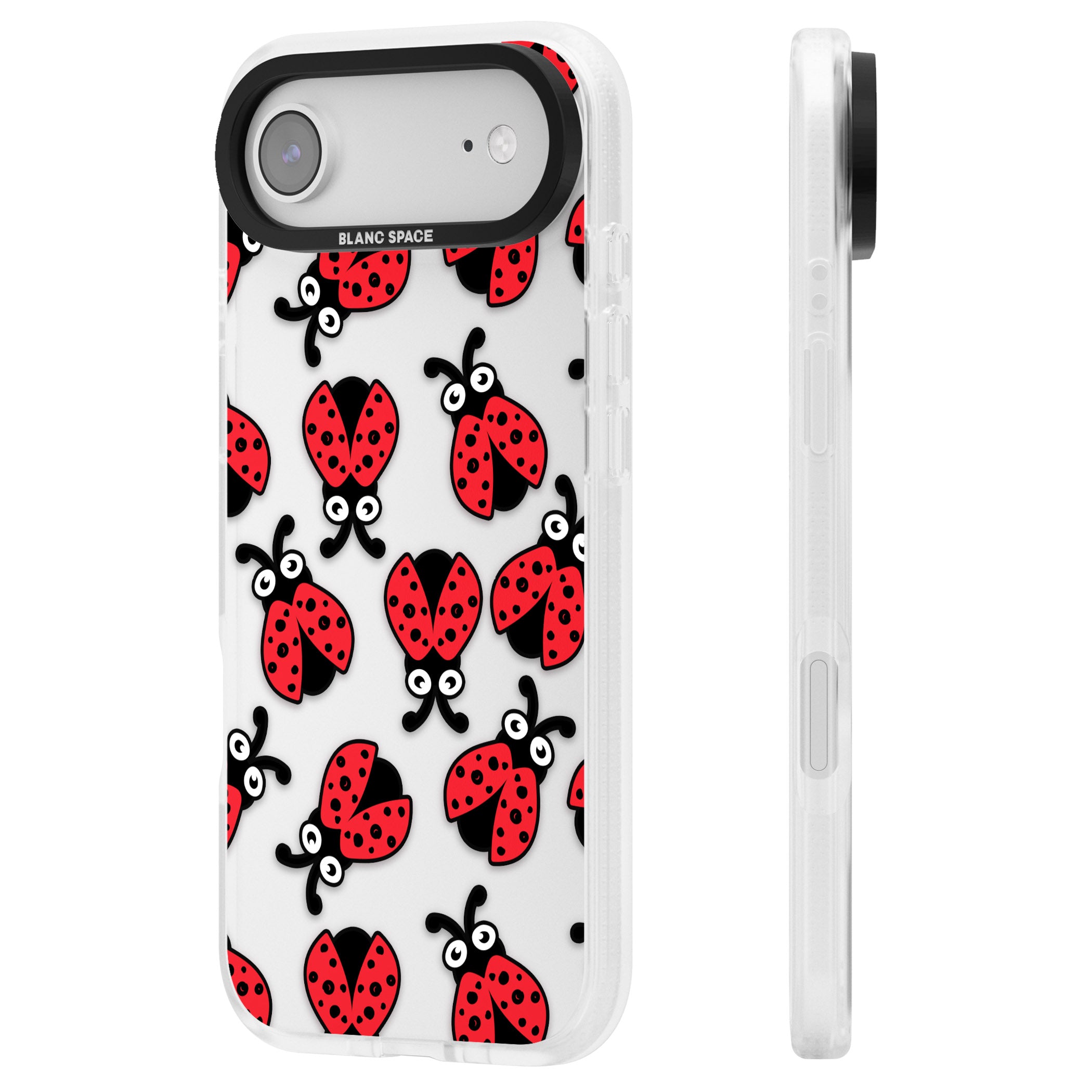 Ladybug Pattern iPhone 17 Air Impact Air Clear Phone Case Side Profile