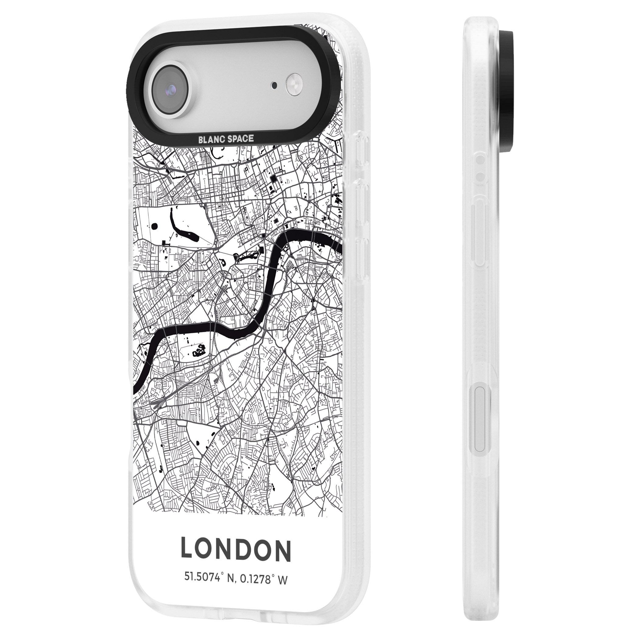 London Map iPhone 17 Air Impact Air Clear Phone Case Side Profile