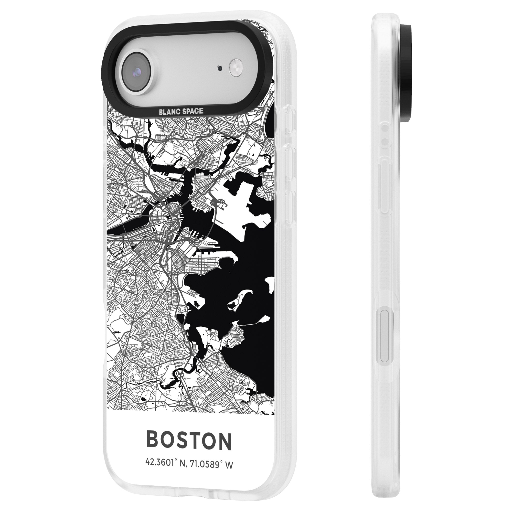 Boston Map iPhone 17 Air Impact Air Clear Phone Case Side Profile