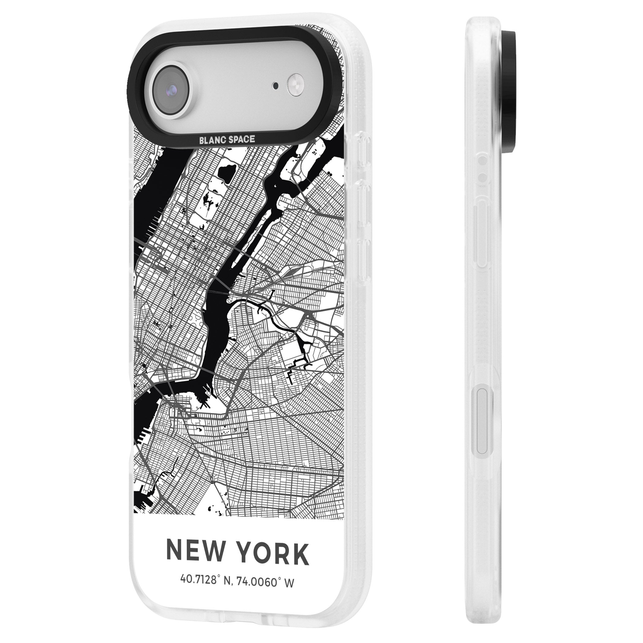 New York Map iPhone 17 Air Impact Air Clear Phone Case Side Profile