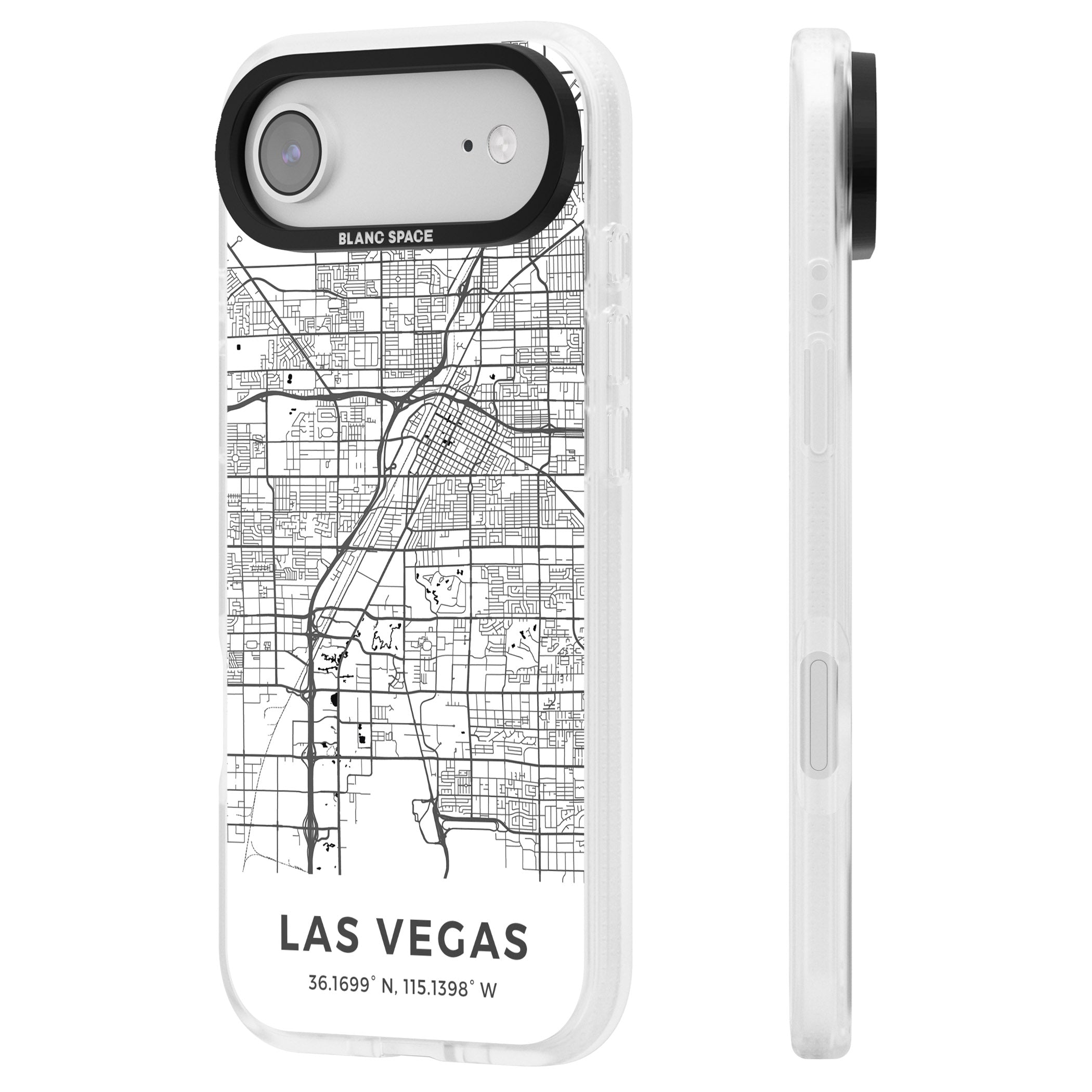 Las Vegas Map iPhone 17 Air Impact Air Clear Phone Case Side Profile