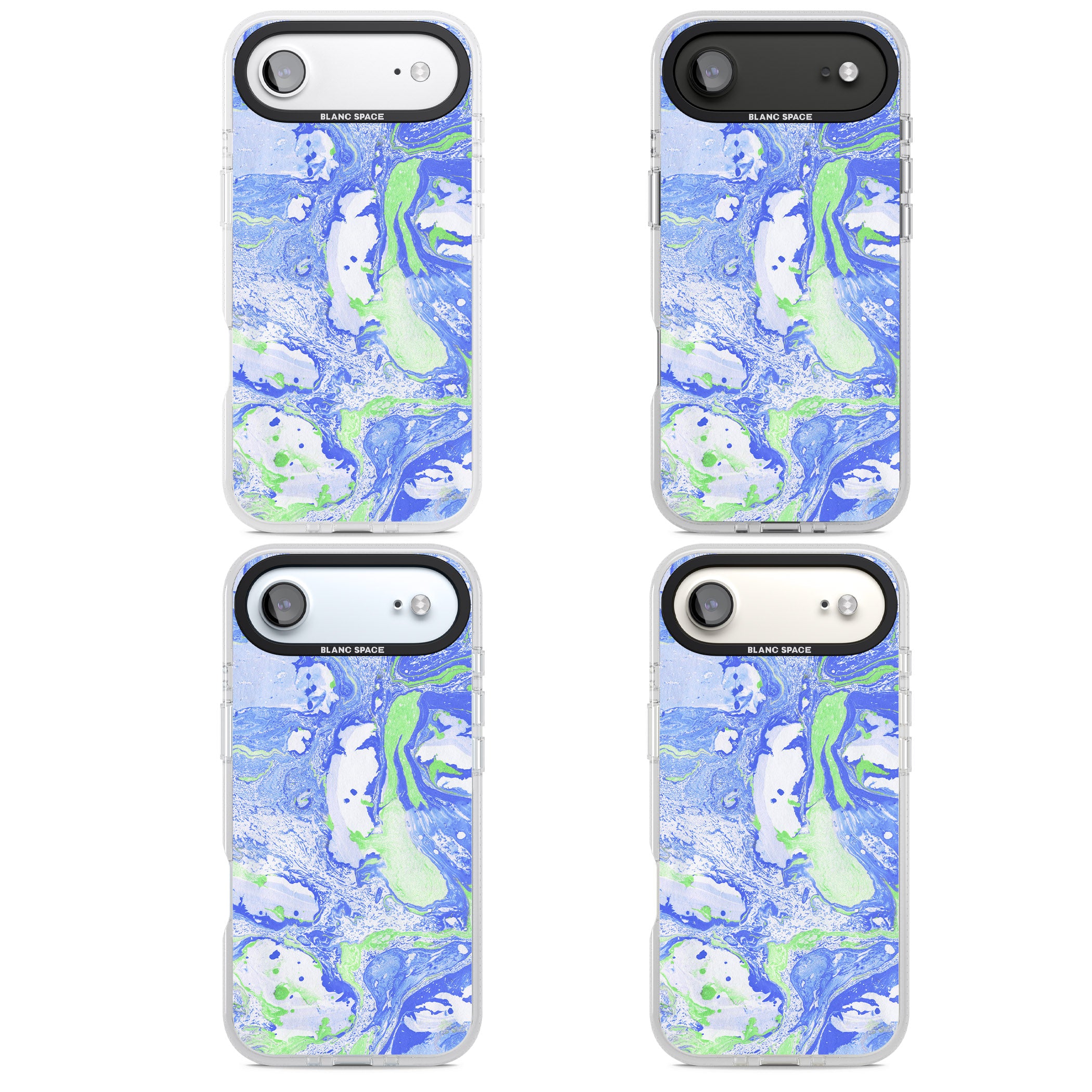 Dark Blue & Green Marbled Paper Pattern iPhone 17 Air Impact Air Clear Phone Case APT Impact Protection