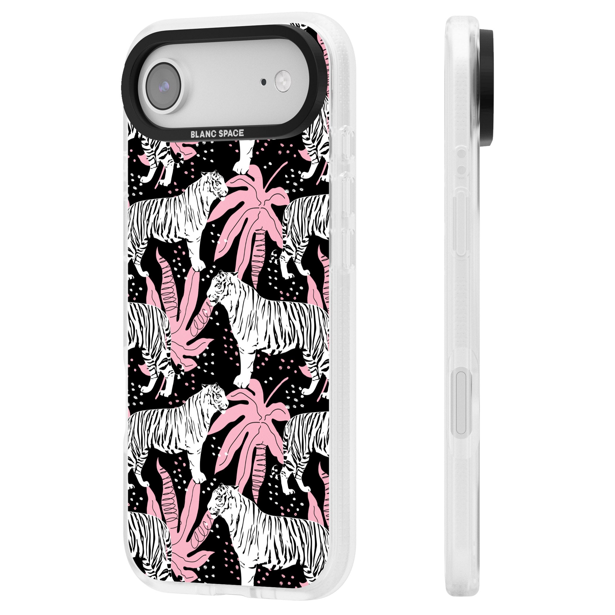 Pink Jungle Tiger iPhone 17 Air Impact Air Clear Phone Case Side Profile