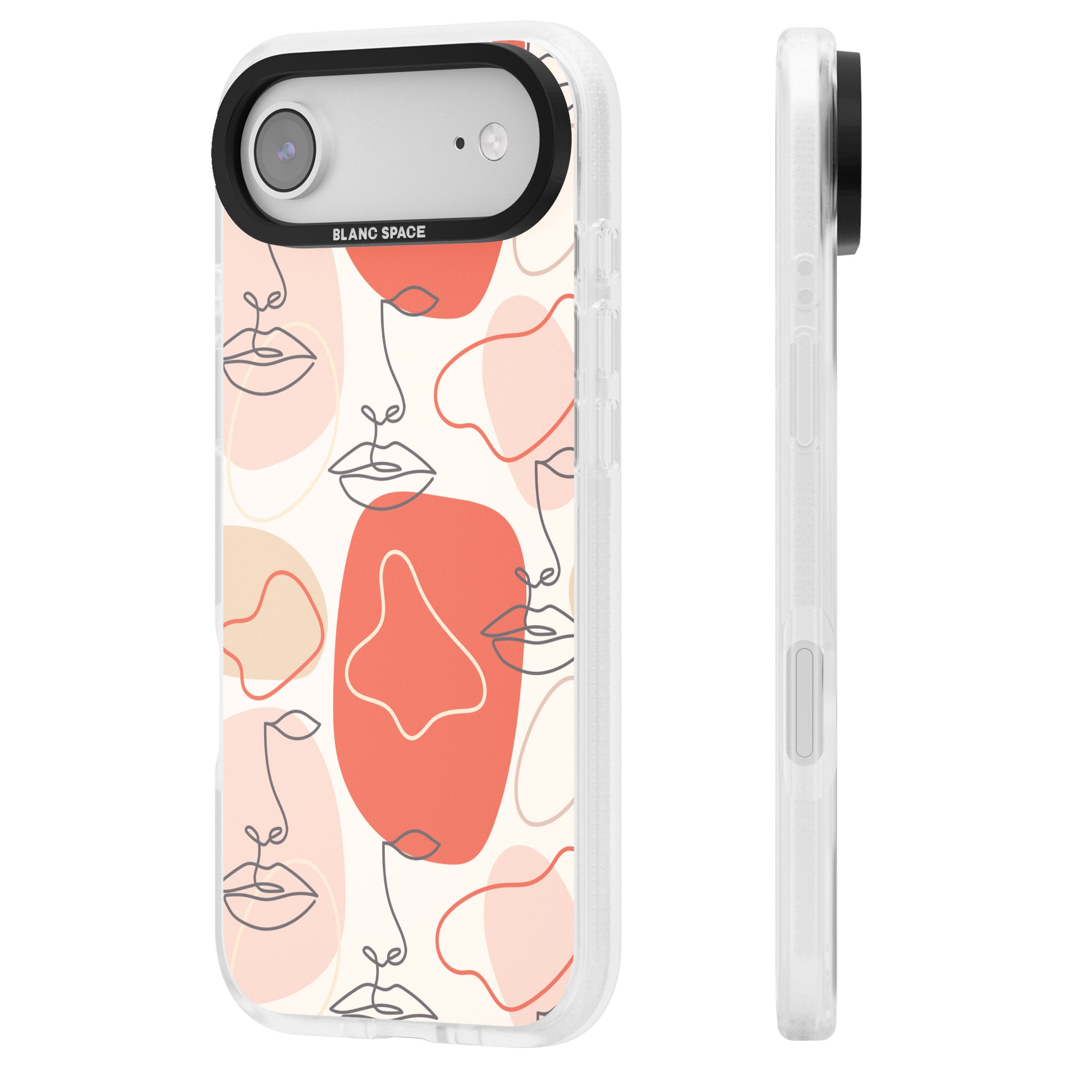 Abstract Face Line Art iPhone 17 Air Impact Air Clear Phone Case Side Profile