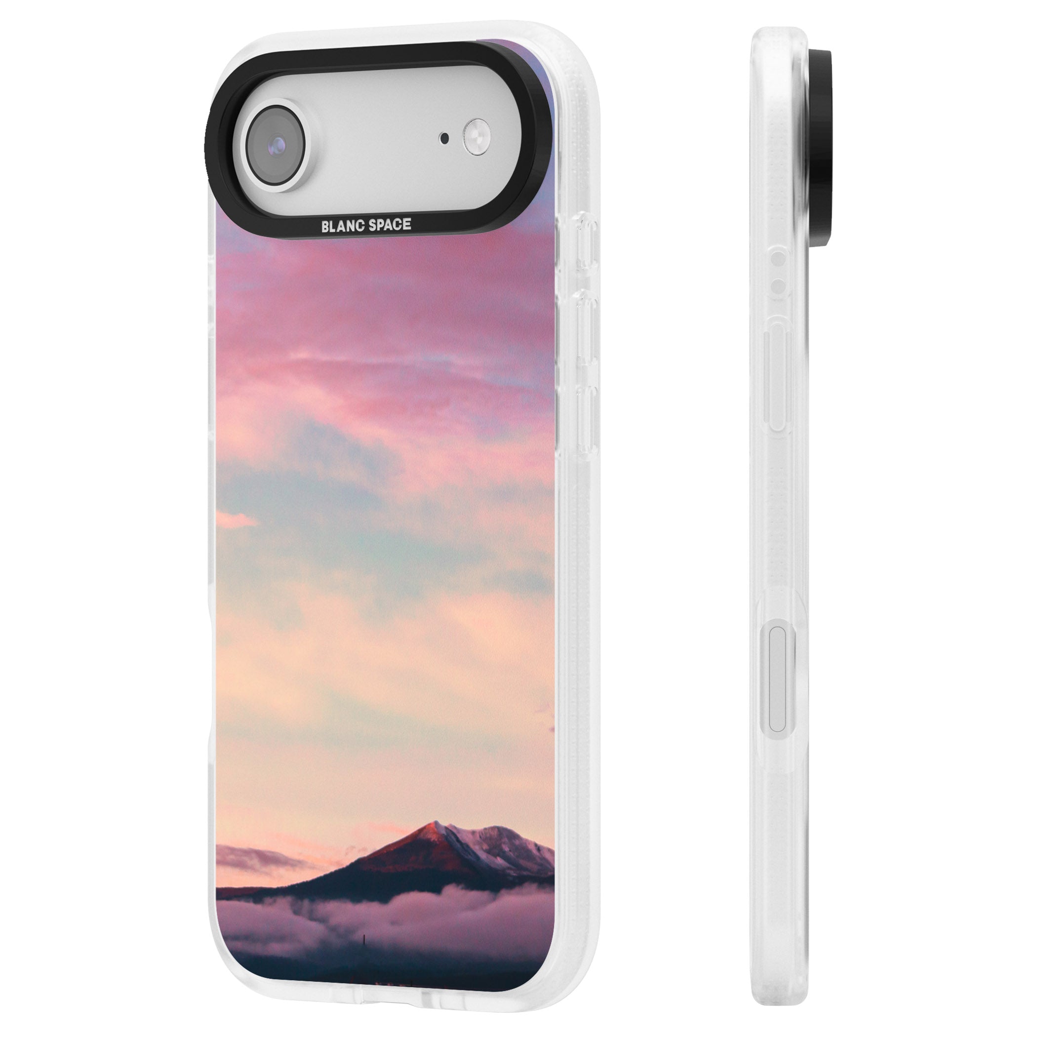 Pastel Mountain Sunset iPhone 17 Air Impact Air Clear Phone Case Side Profile