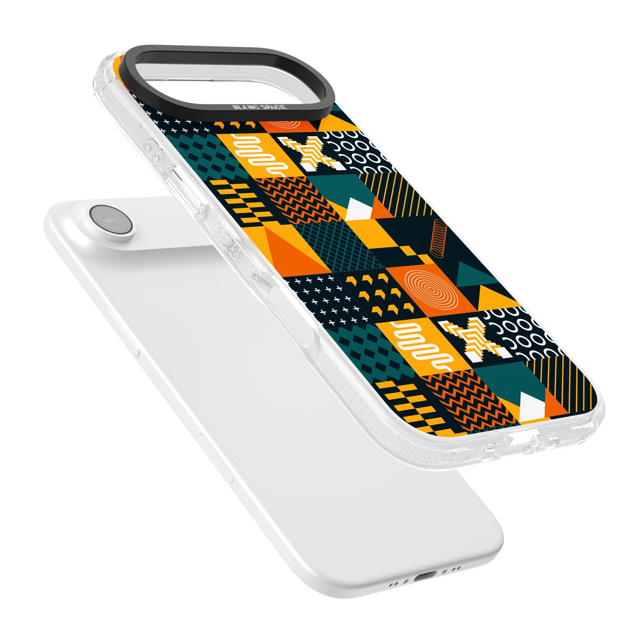 Funky Geometric Patterns: Orange & Dark Green iPhone 17 Air Impact Air Clear Phone Case Colours