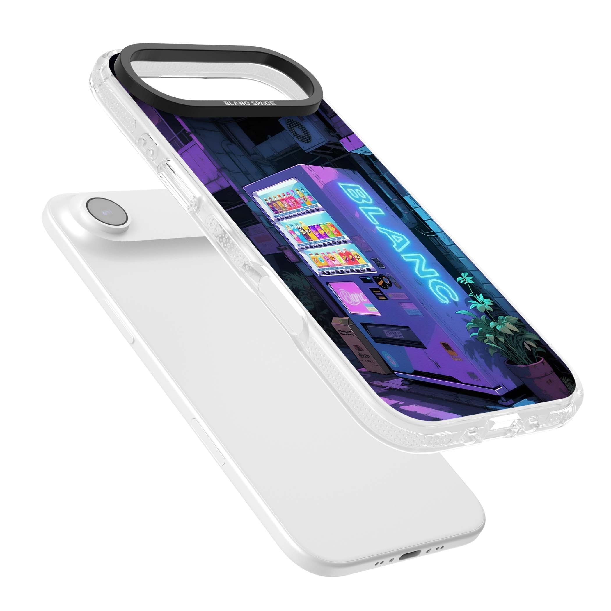 Shibuya Glow Japanese iPhone case featuring a glowing Tokyo vending machine, neon signage, and moody purple alleyway | Clear Case Impact Air case for iPhone Air