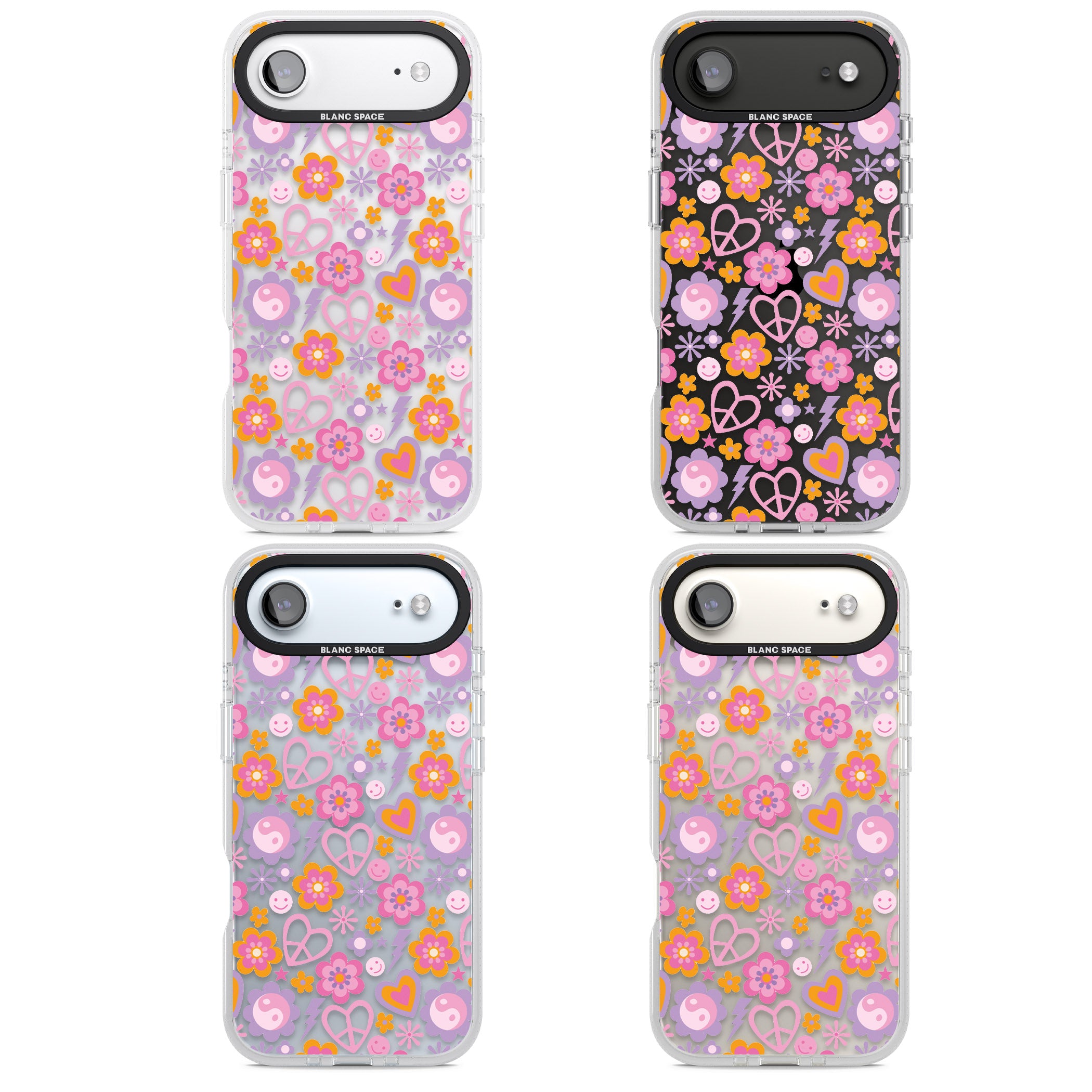 Peace, Love And Flowers Pattern iPhone 17 Air Impact Air Clear Phone Case APT Impact Protection