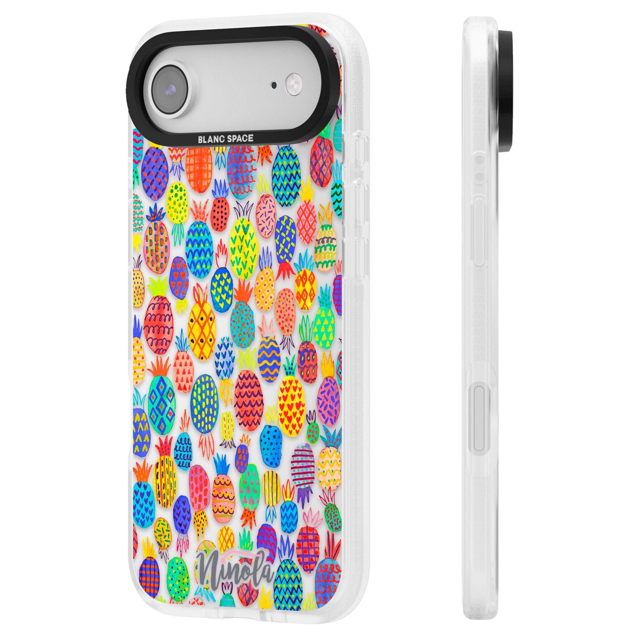 Vibrant Pineapple Pattern iPhone 17 Air Impact Air Clear Phone Case Side Profile