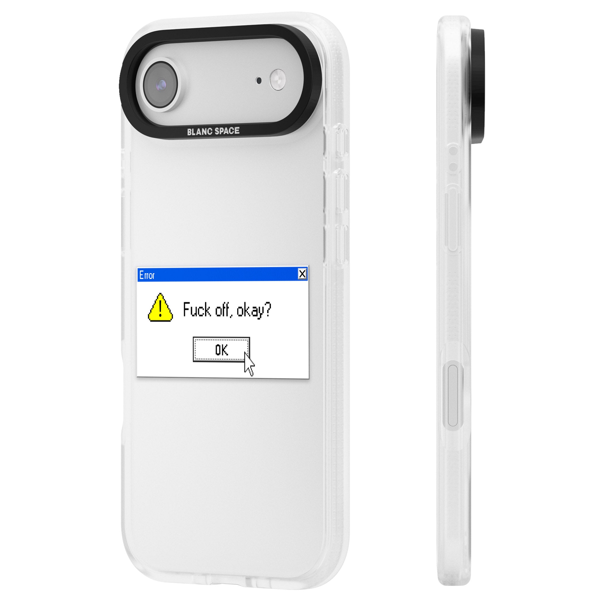 F Ck Off Okay Exe iPhone 17 Air Impact Air Clear Phone Case Side Profile