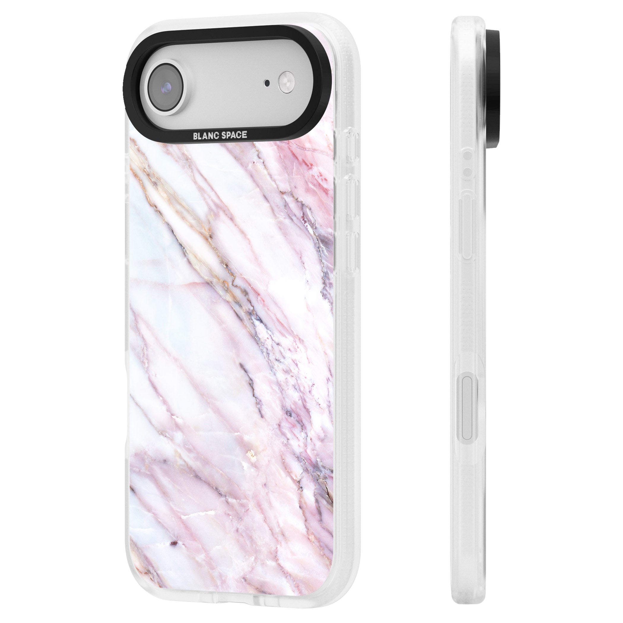 Blush Marble Glow iPhone 17 Air Impact Air Clear Phone Case Side Profile