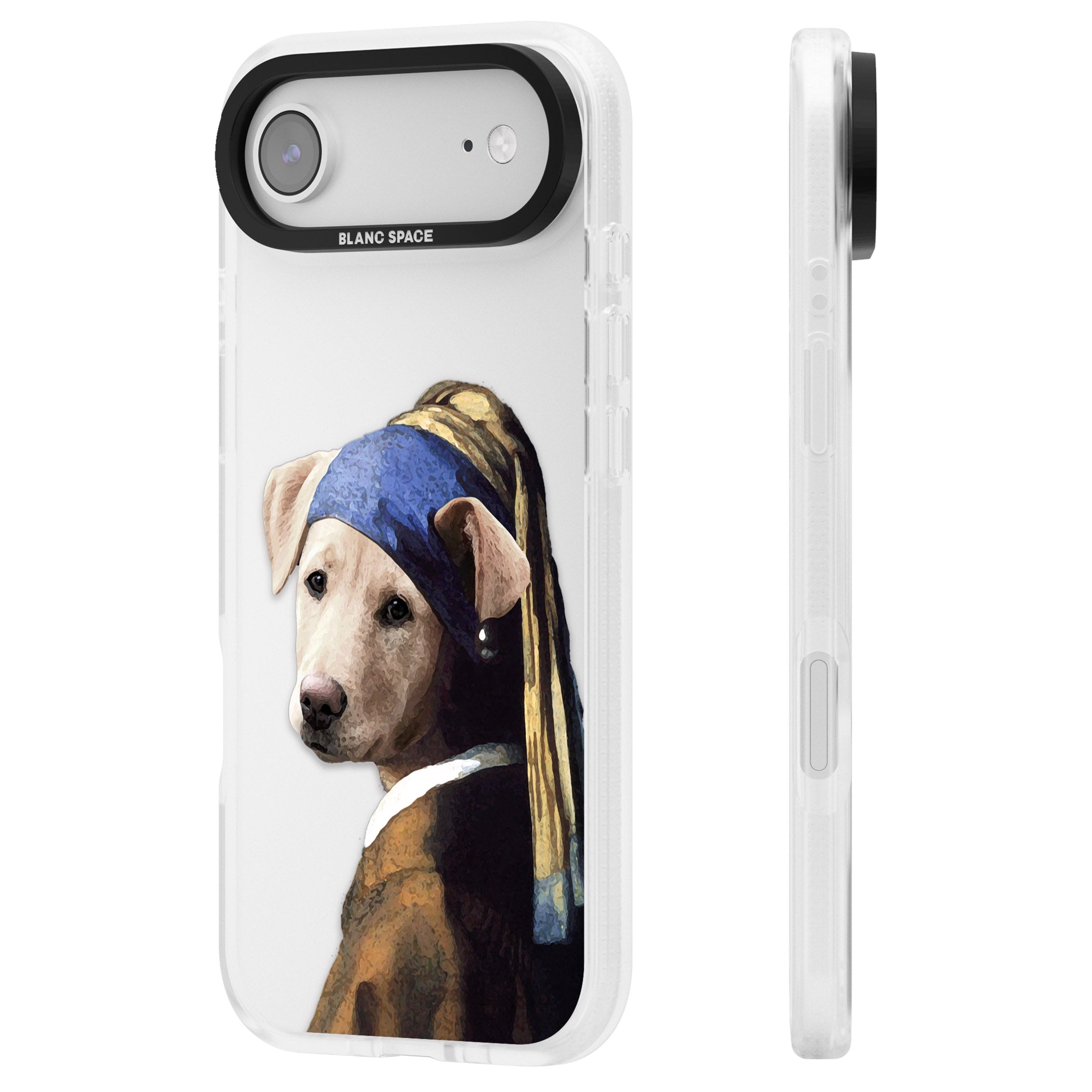 Doggo With A Pearl Earring iPhone 17 Air Impact Air Clear Phone Case Side Profile