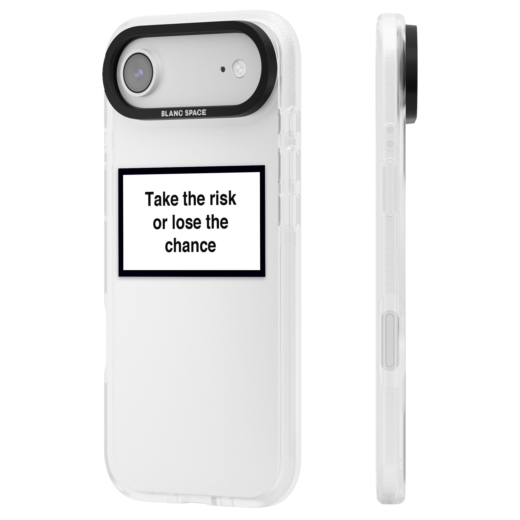 Take The Risk Or Lose The Chance iPhone 17 Air Impact Air Clear Phone Case Side Profile