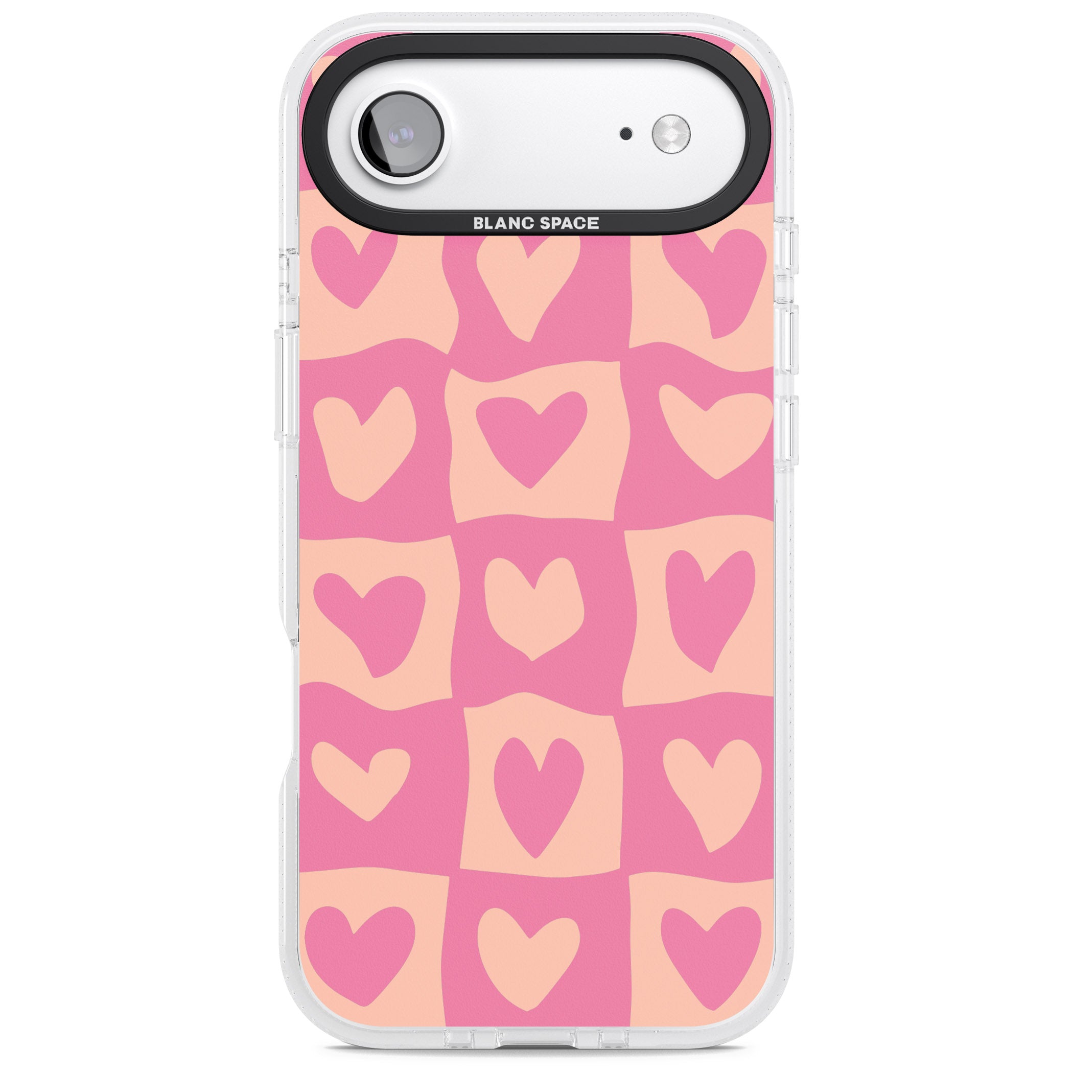 Pink Wavy Checked Hearts iPhone 17 Air Impact Air Clear Phone Case