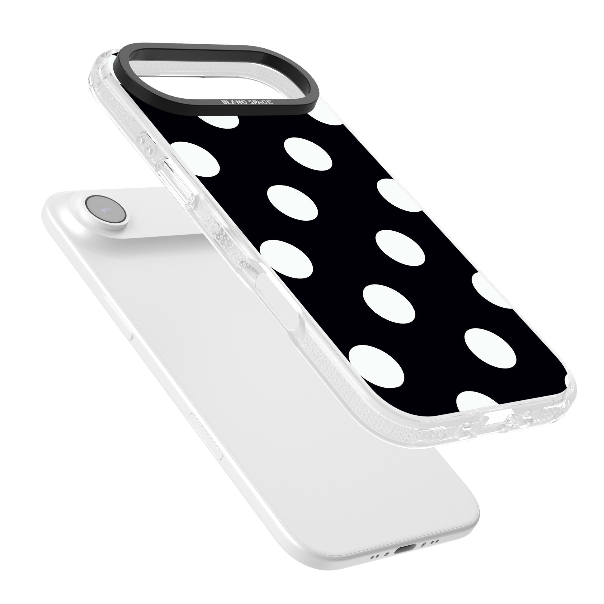 Chic Black Polka Dot iPhone 17 Air Impact Air Clear Phone Case Colours