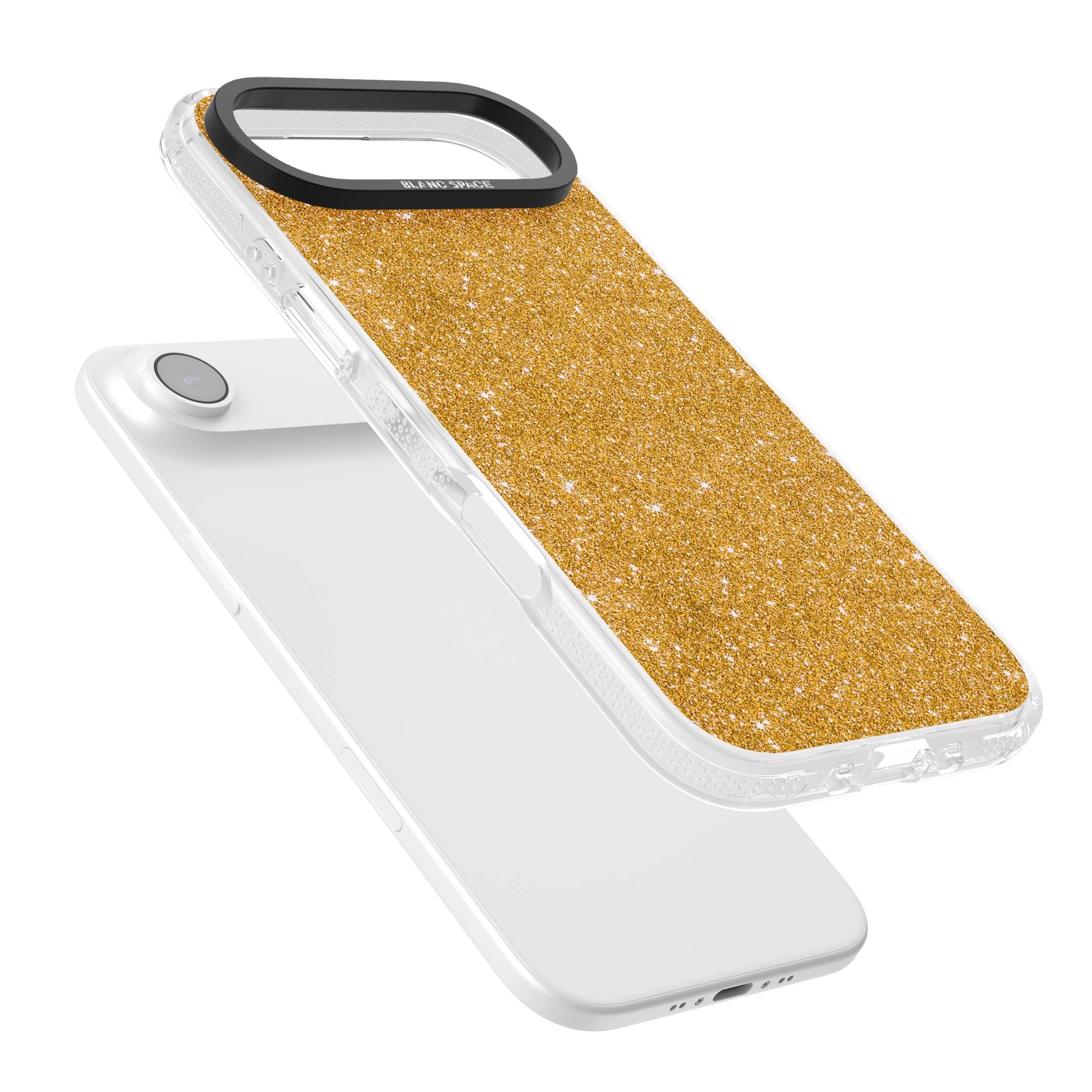 Gold Glitter gold glitter iPhone case featuring a shimmering sparkle wallpaper design in luxury gold | Clear Case Impact Air case for iPhone Air