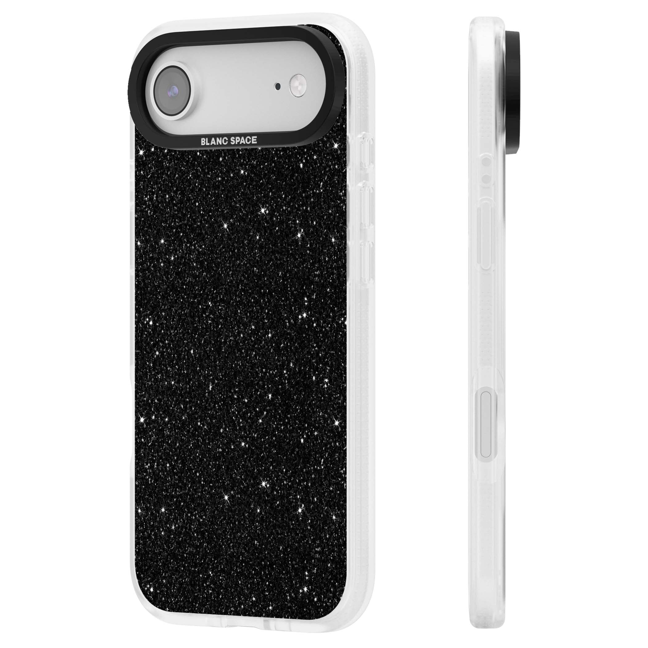 Black Glitter black glitter iPhone case featuring an all-over sparkly shimmer pattern on a jet black base | Clear Case Impact Air case for iPhone Air