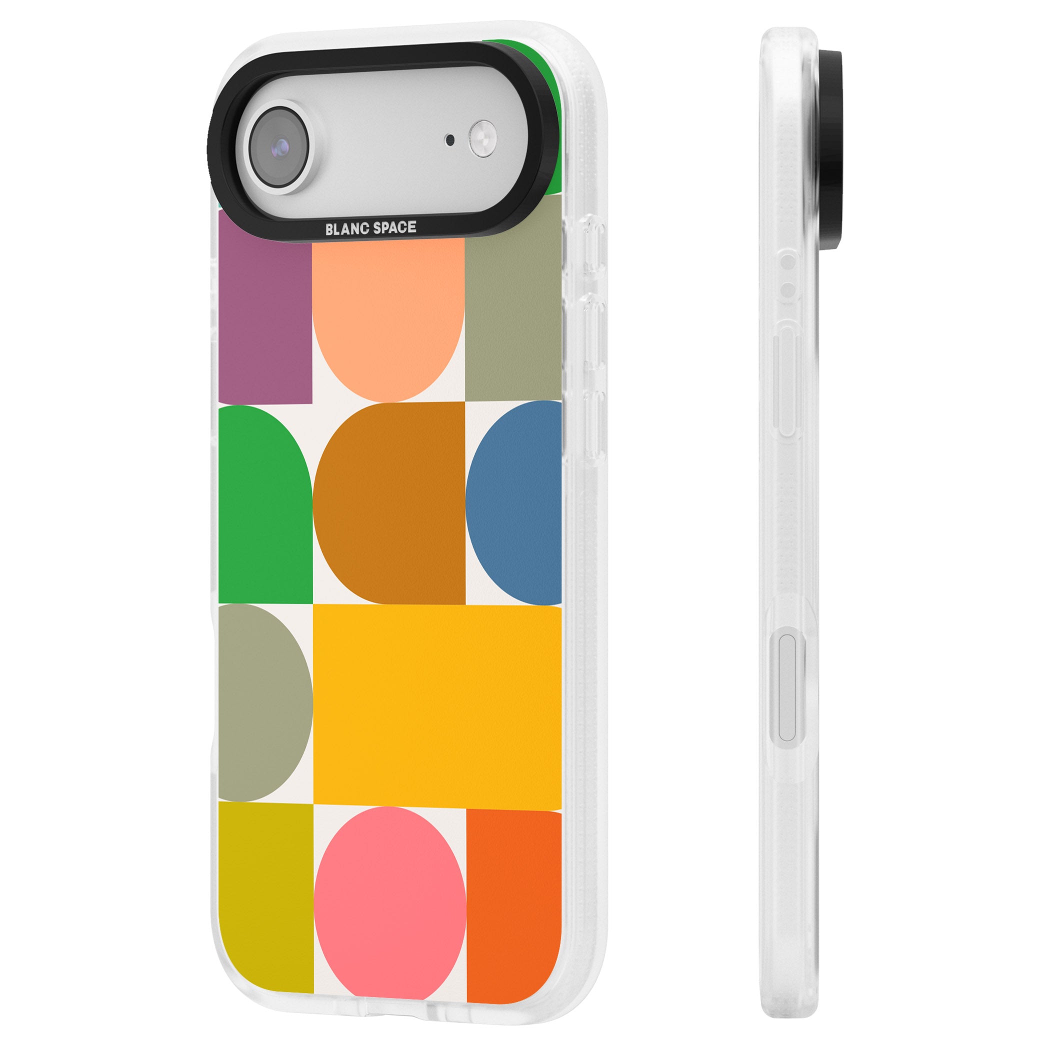 Retro Colorful Shapes iPhone 17 Air Impact Air Clear Phone Case Side Profile
