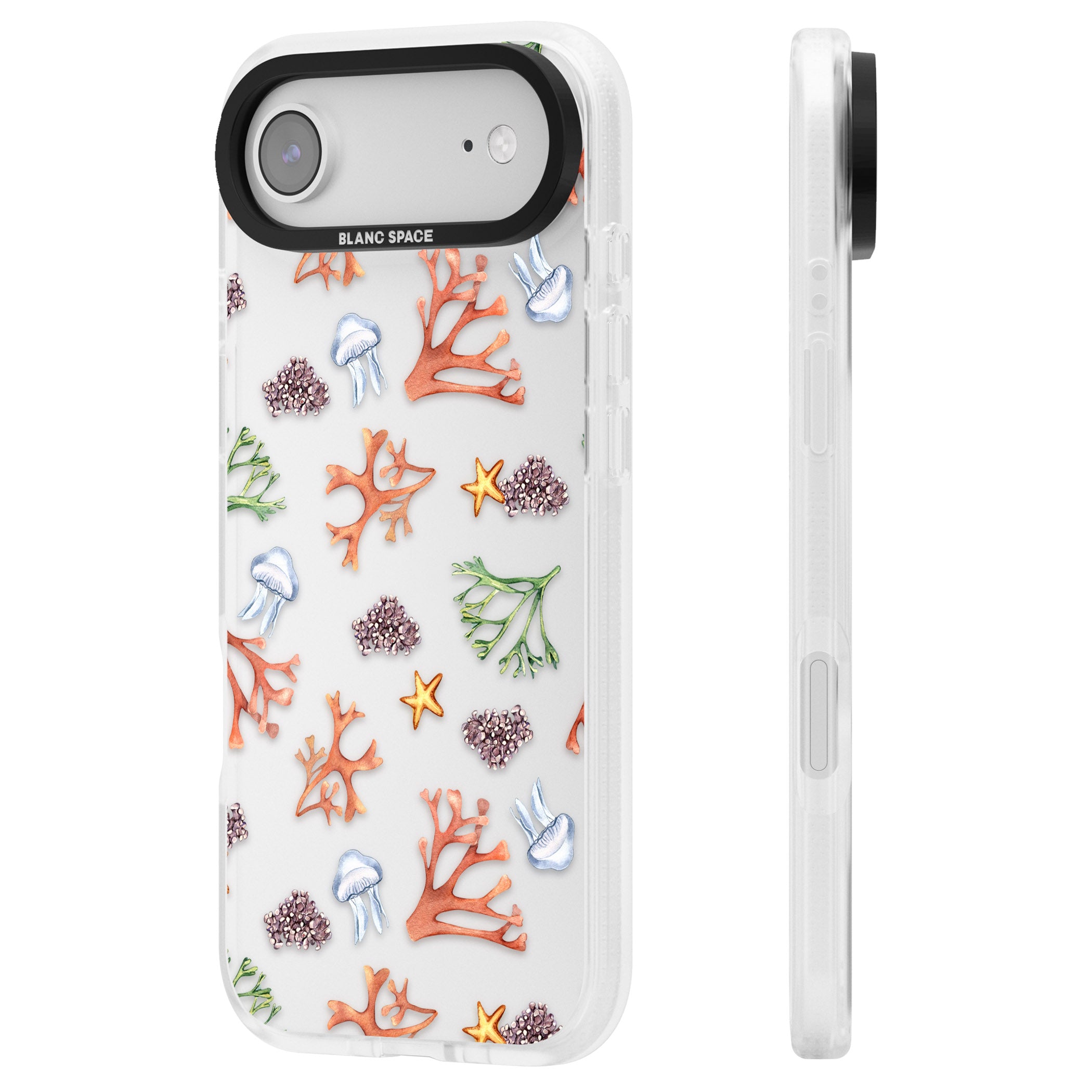 Coral & Jellyfish iPhone 17 Air Impact Air Clear Phone Case Side Profile