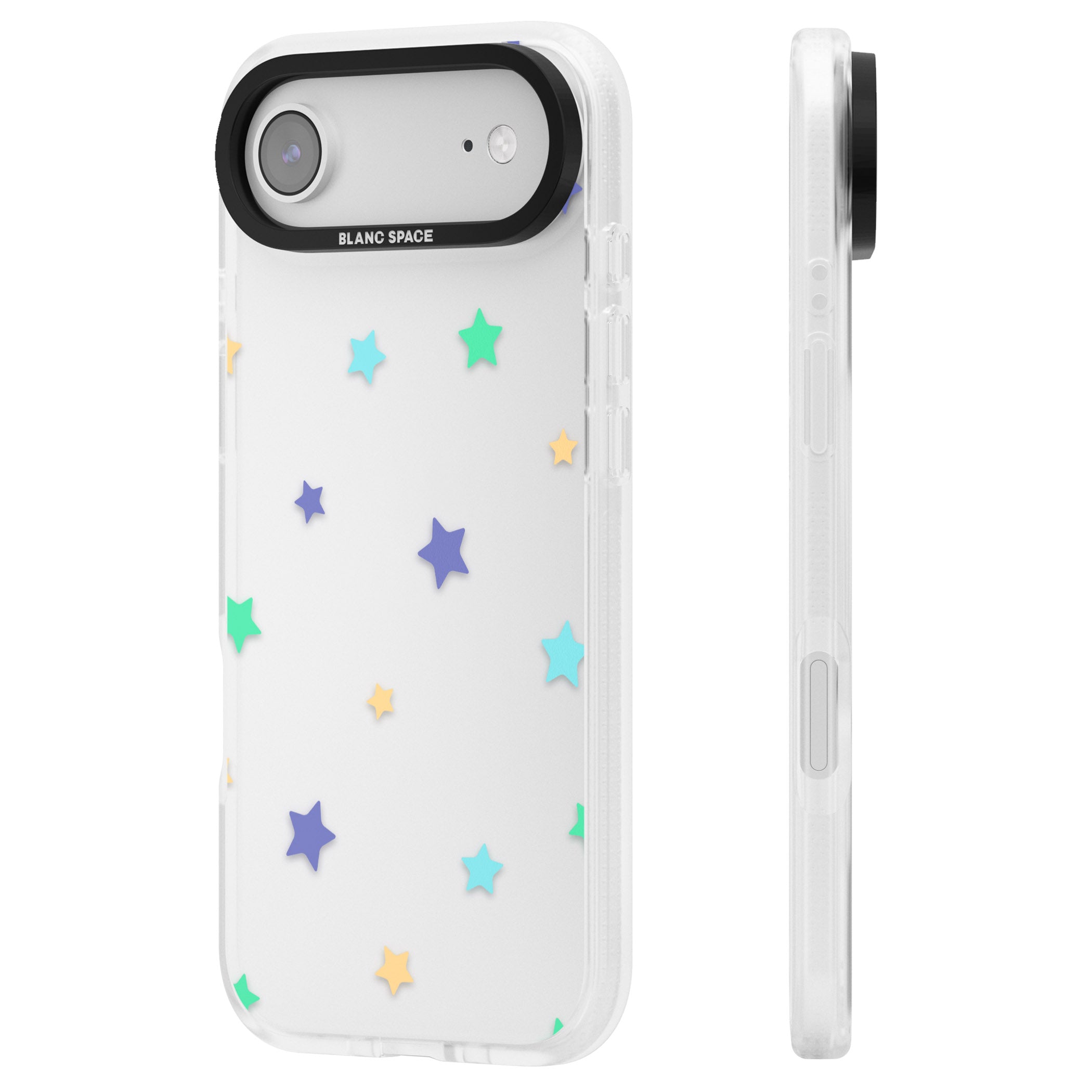 Pastel Star Pattern iPhone 17 Air Impact Air Clear Phone Case Side Profile