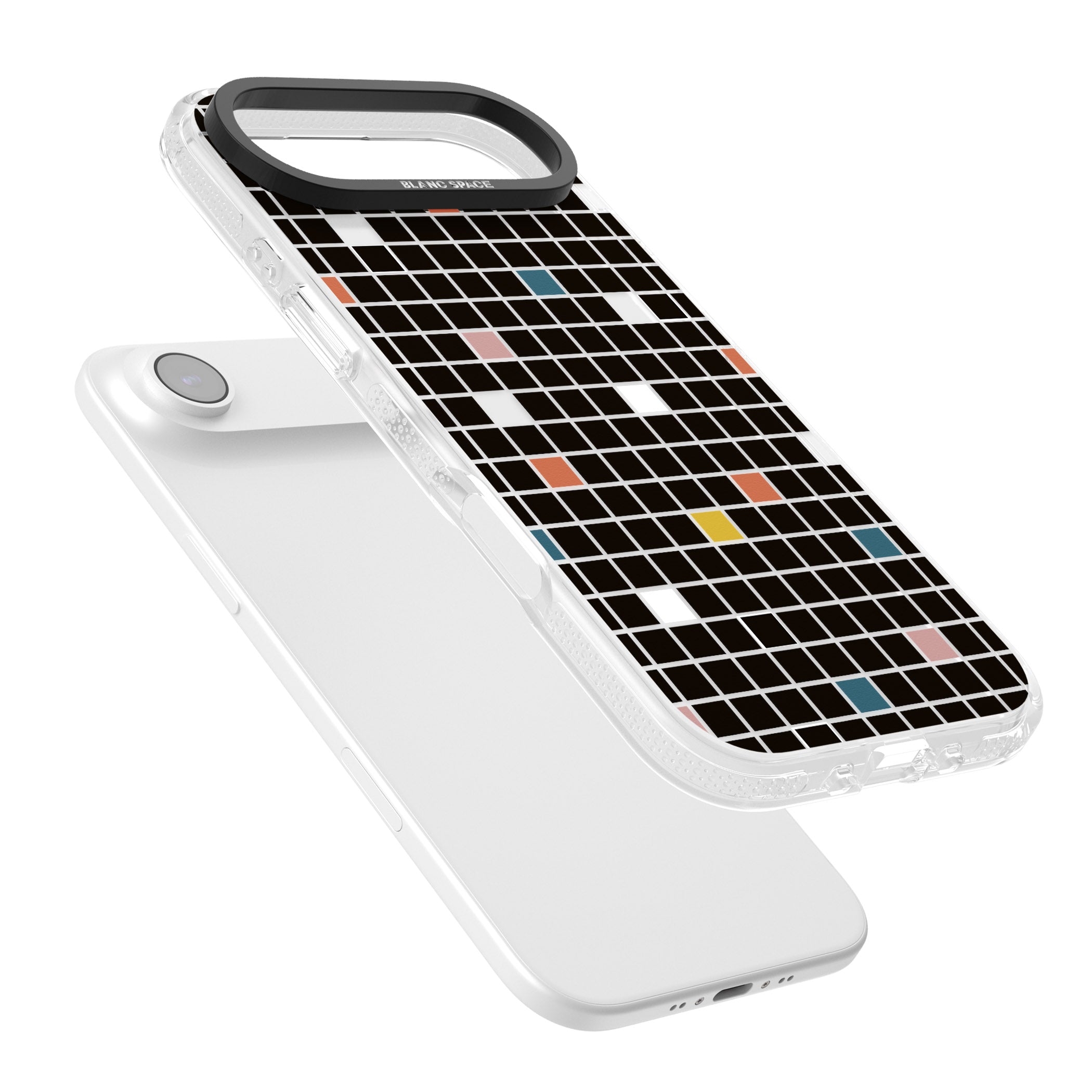 Earthtone Black Geometric Grid iPhone 17 Air Impact Air Clear Phone Case Colours