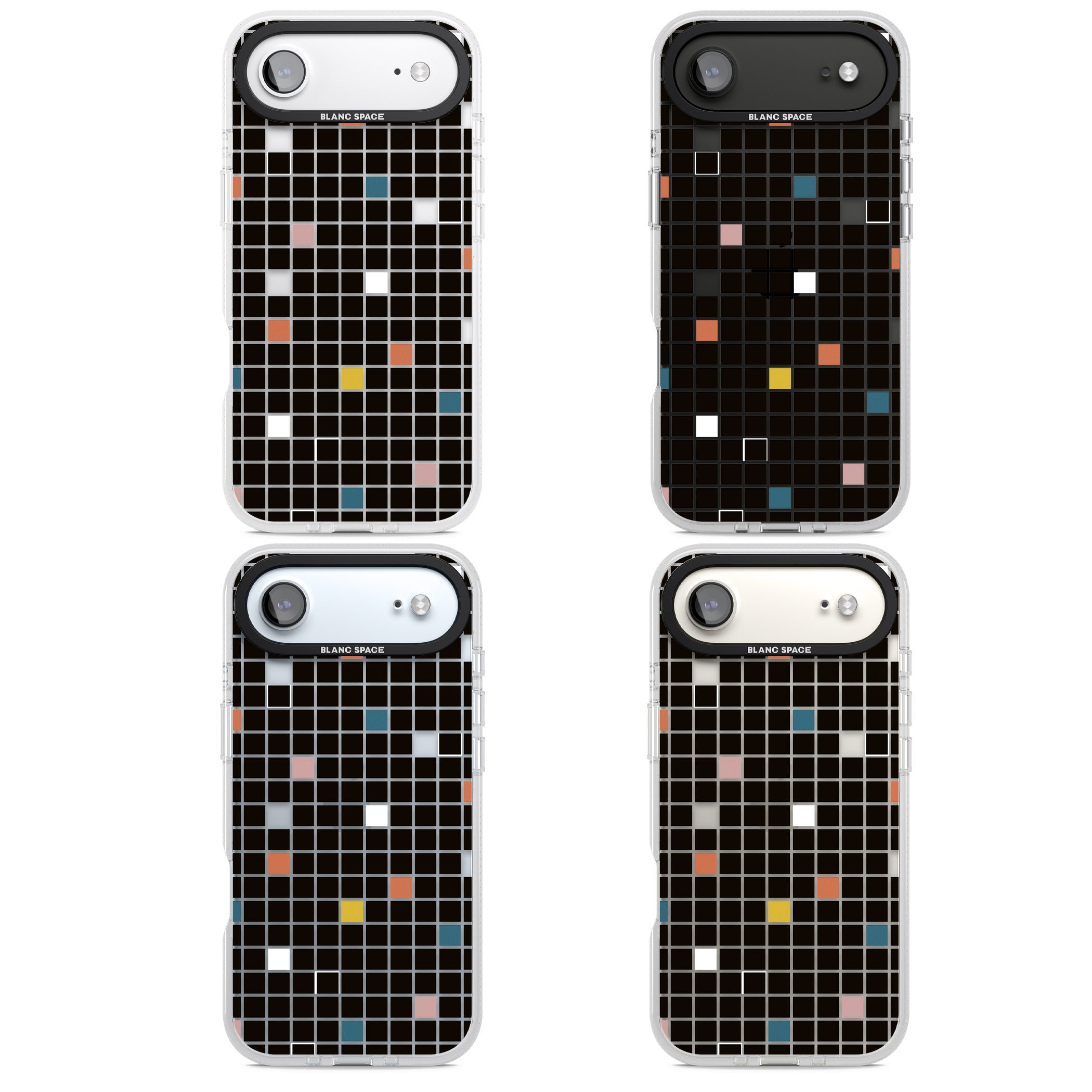 Earthtone Black Geometric Grid iPhone 17 Air Impact Air Clear Phone Case APT Impact Protection