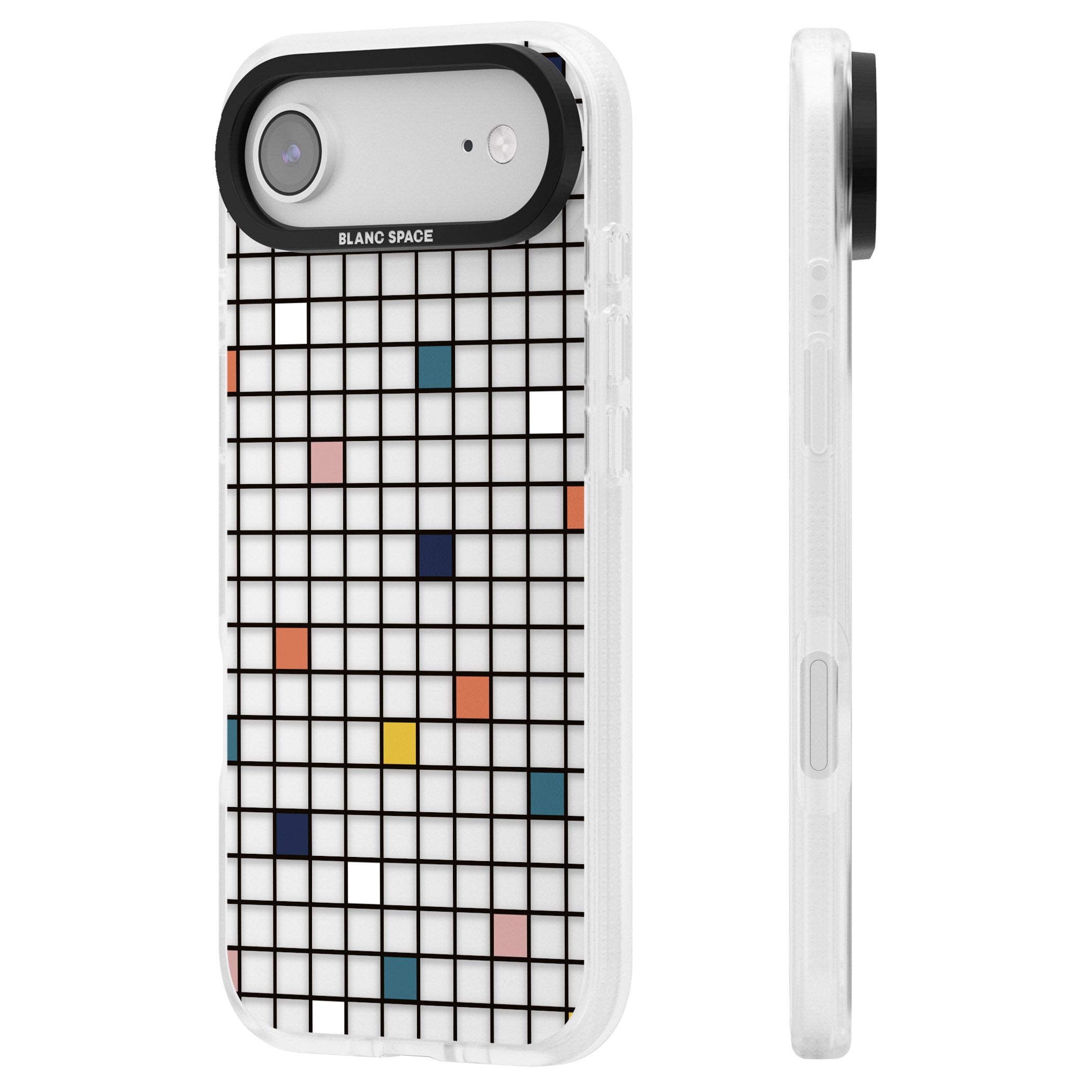 Earthtone Clear Geometric Grid iPhone 17 Air Impact Air Clear Phone Case Side Profile