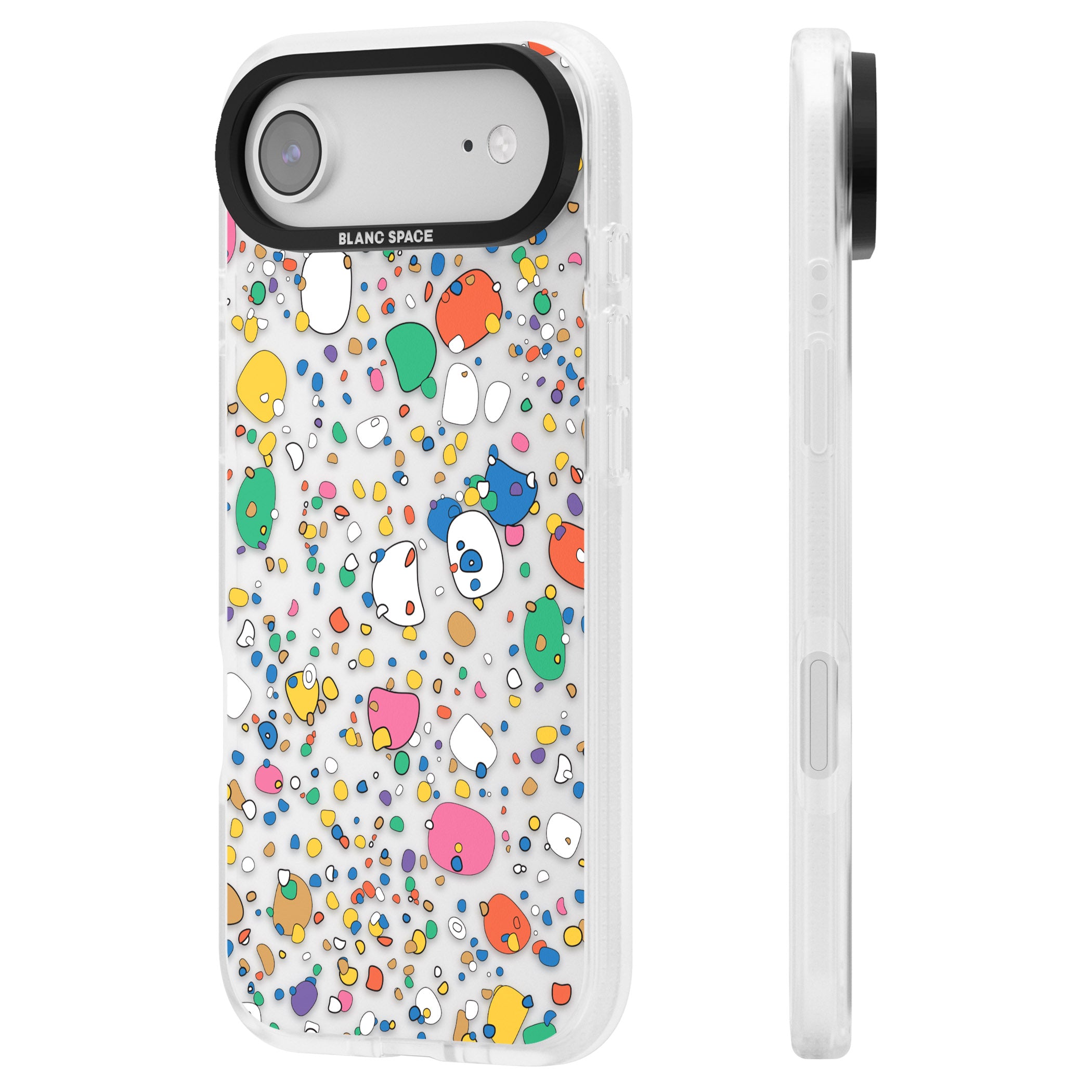 Colourful Confetti Pebbles iPhone 17 Air Impact Air Clear Phone Case Side Profile