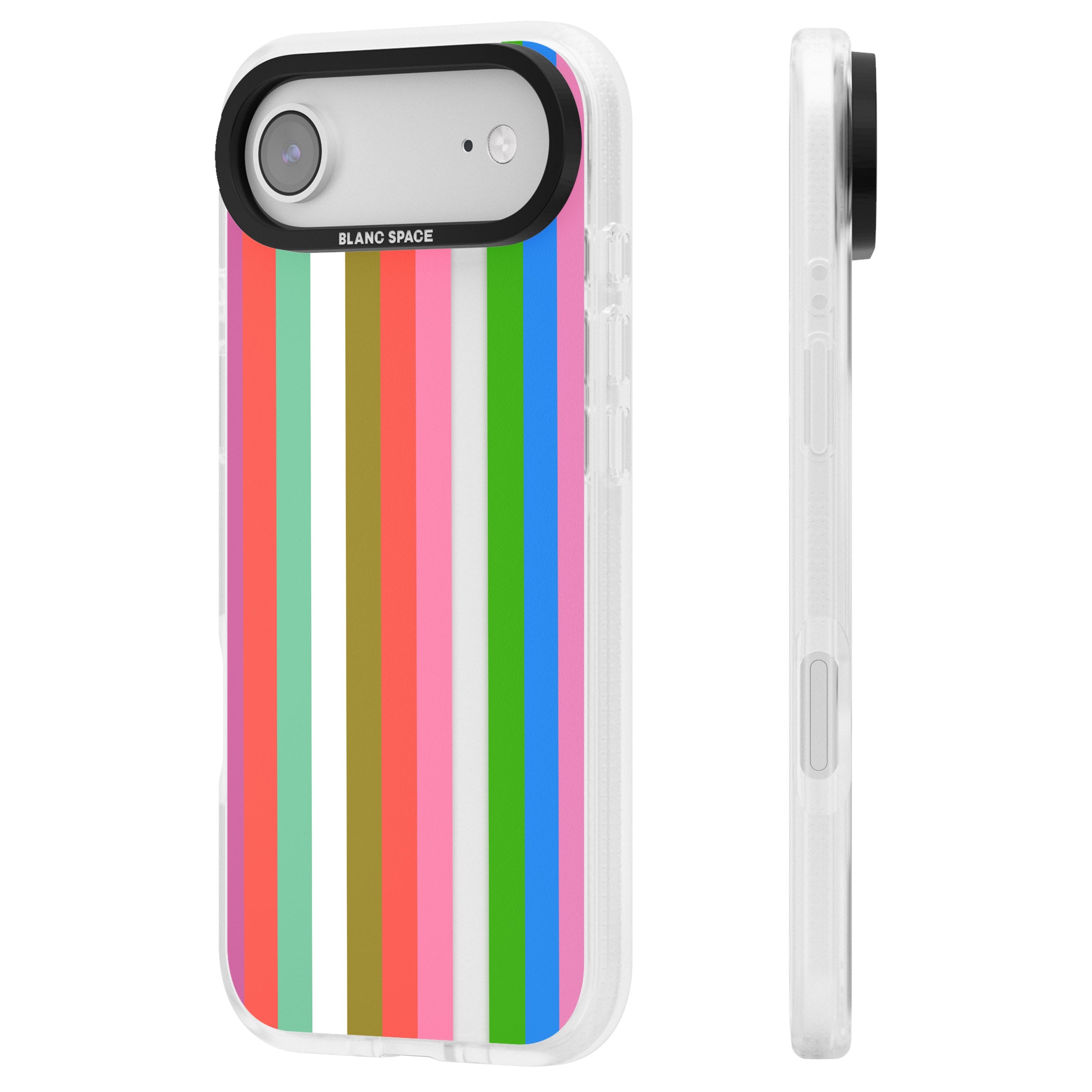 Vibrant Stripes iPhone 17 Air Impact Air Clear Phone Case Side Profile