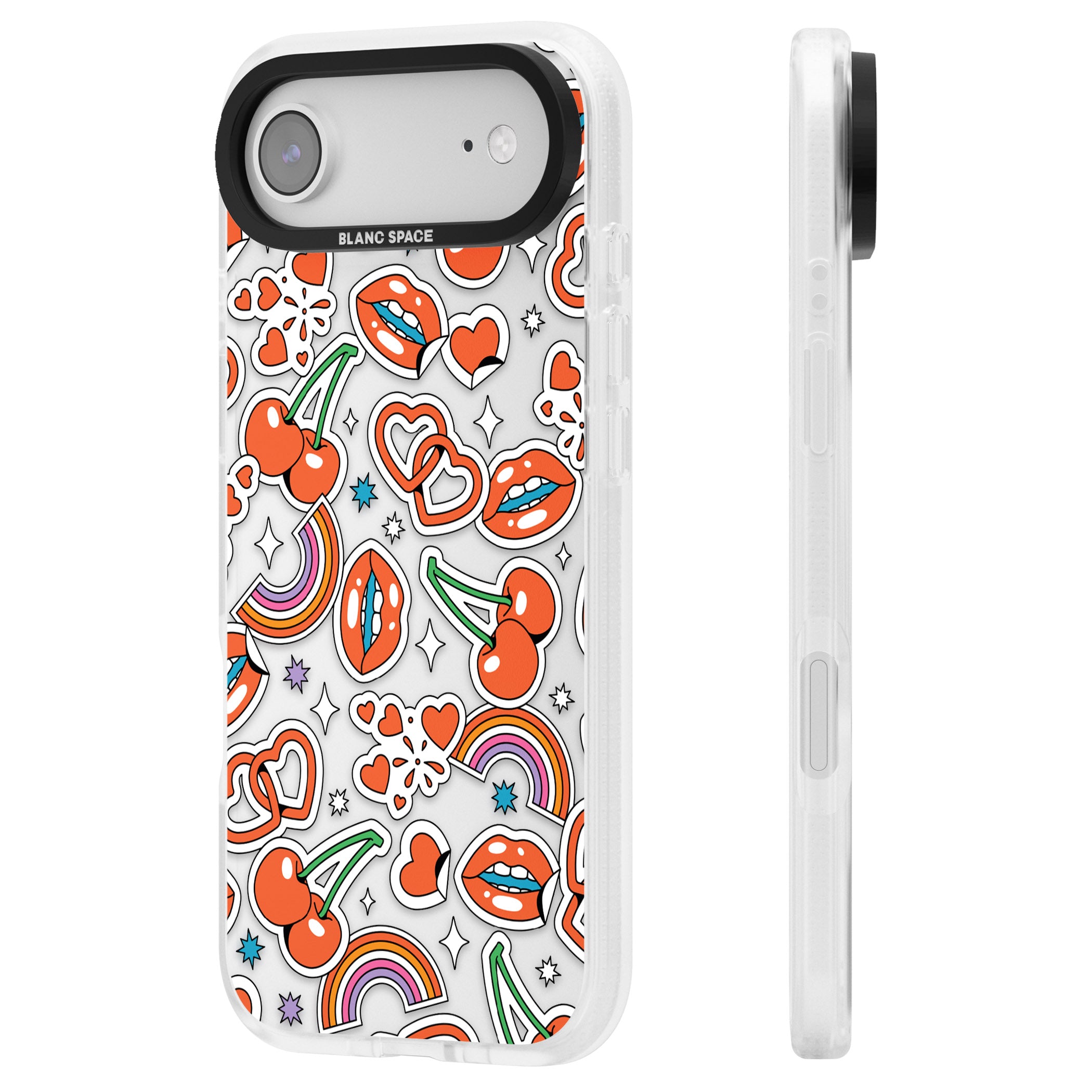 Red Sticker Pop iPhone 17 Air Impact Air Clear Phone Case Side Profile