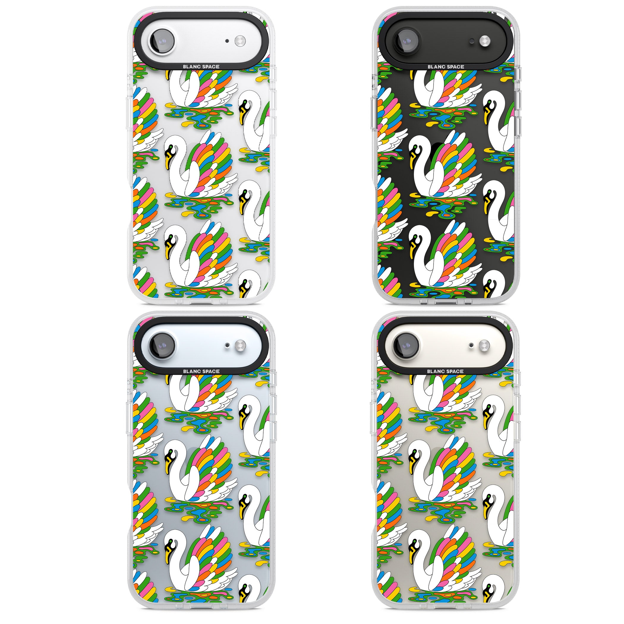 Colourful Swan Pattern iPhone 17 Air Impact Air Clear Phone Case APT Impact Protection