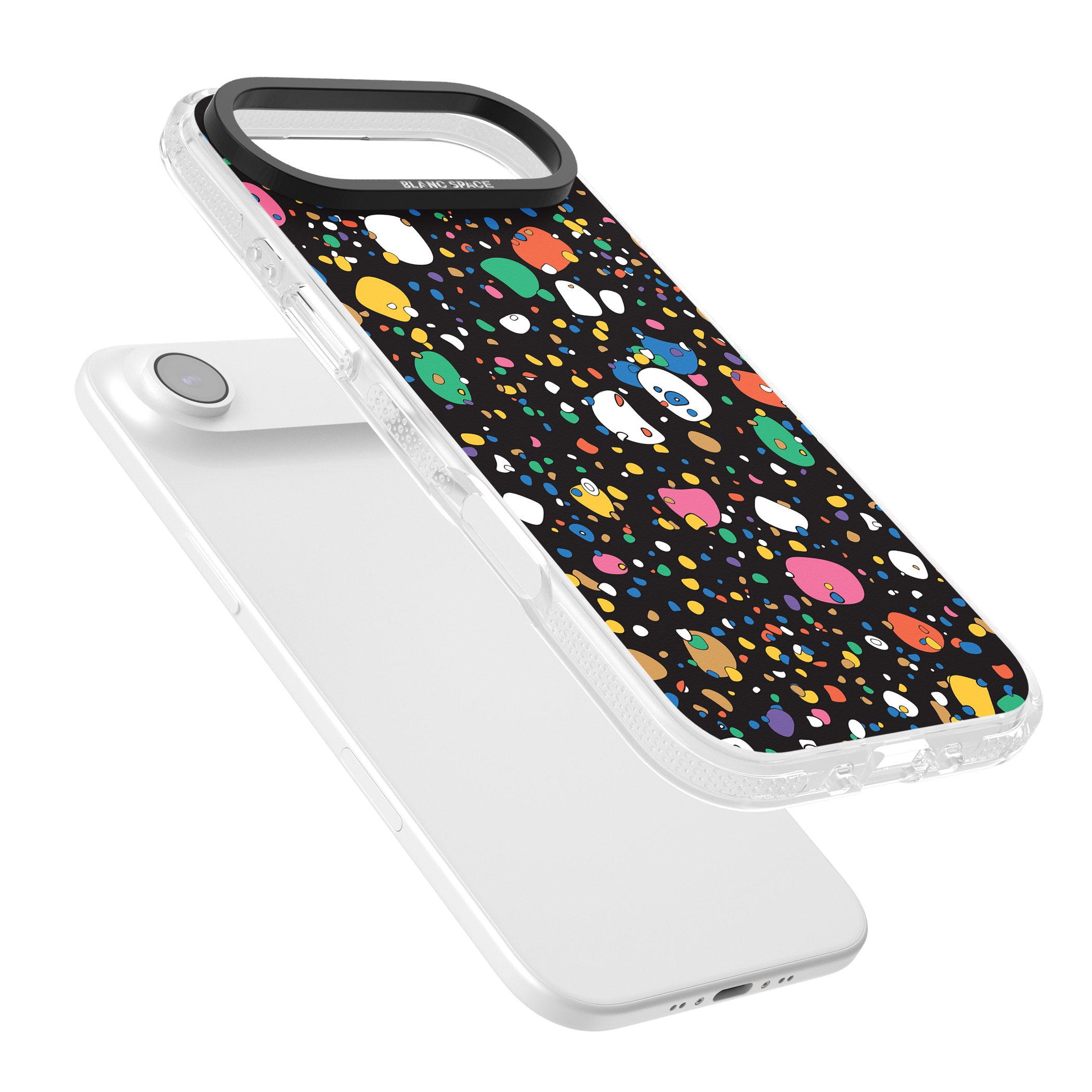 Colourful Confetti Pebbles (Black) iPhone 17 Air Impact Air Clear Phone Case Colours