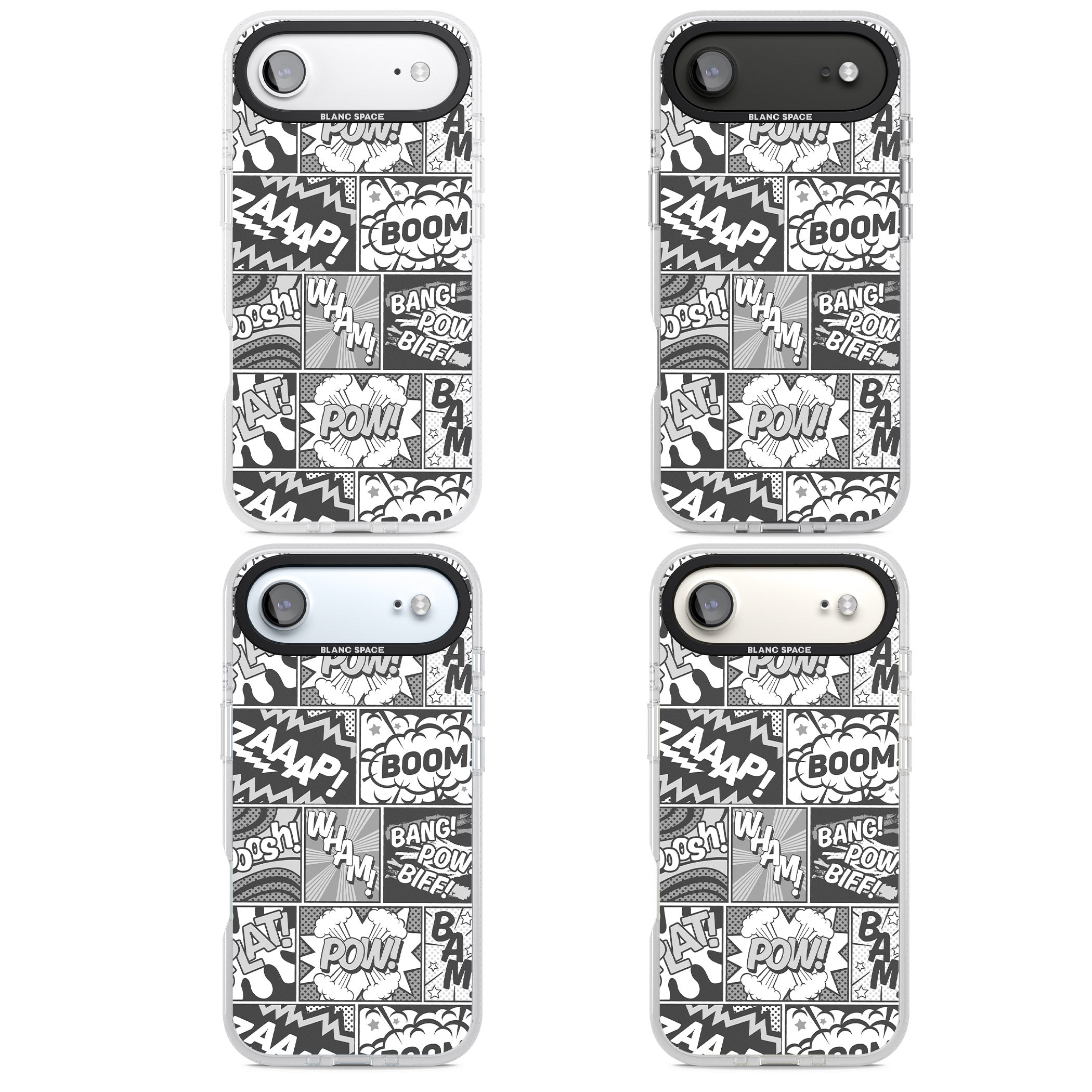 Onomatopoeia (Black & White) iPhone 17 Air Impact Air Clear Phone Case APT Impact Protection