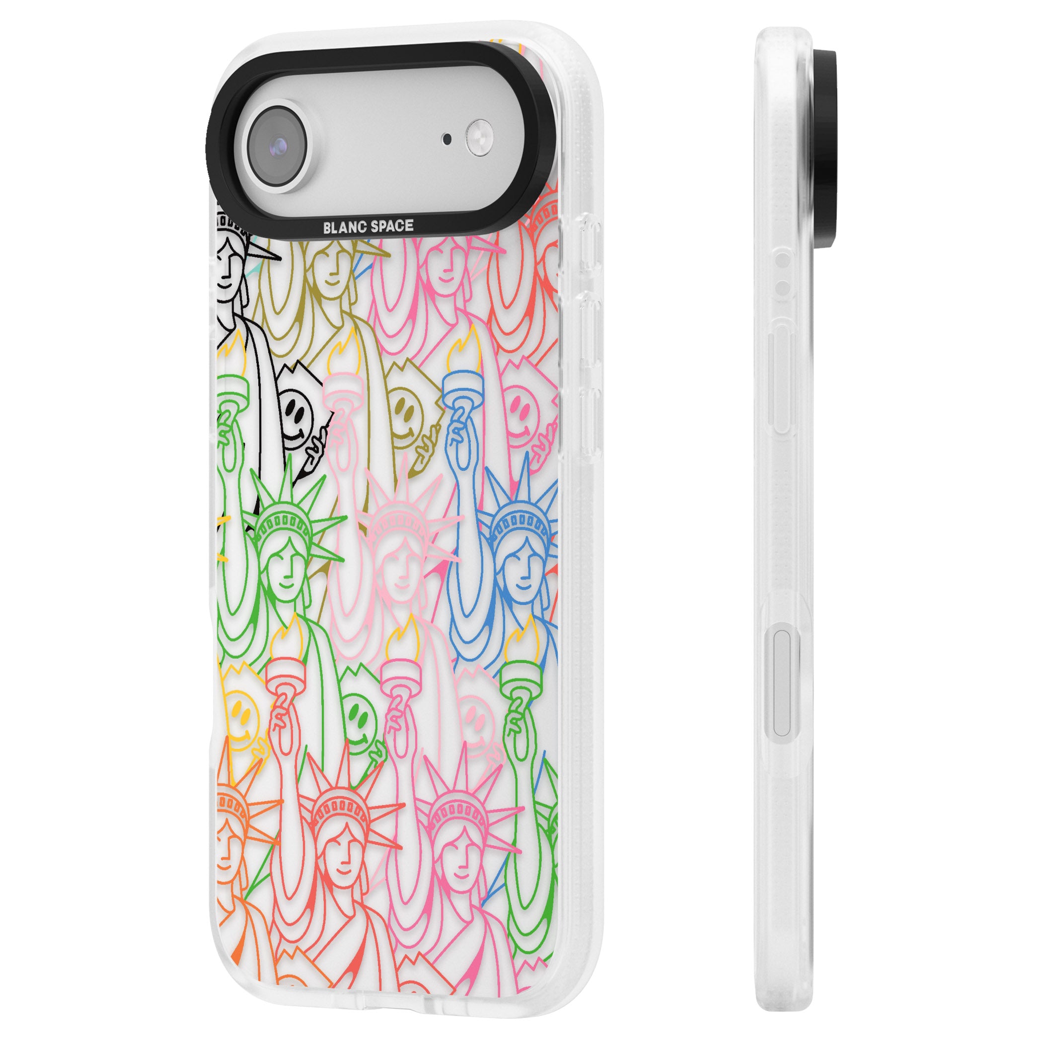 Multicolour Liberty Line Pattern iPhone 17 Air Impact Air Clear Phone Case Side Profile