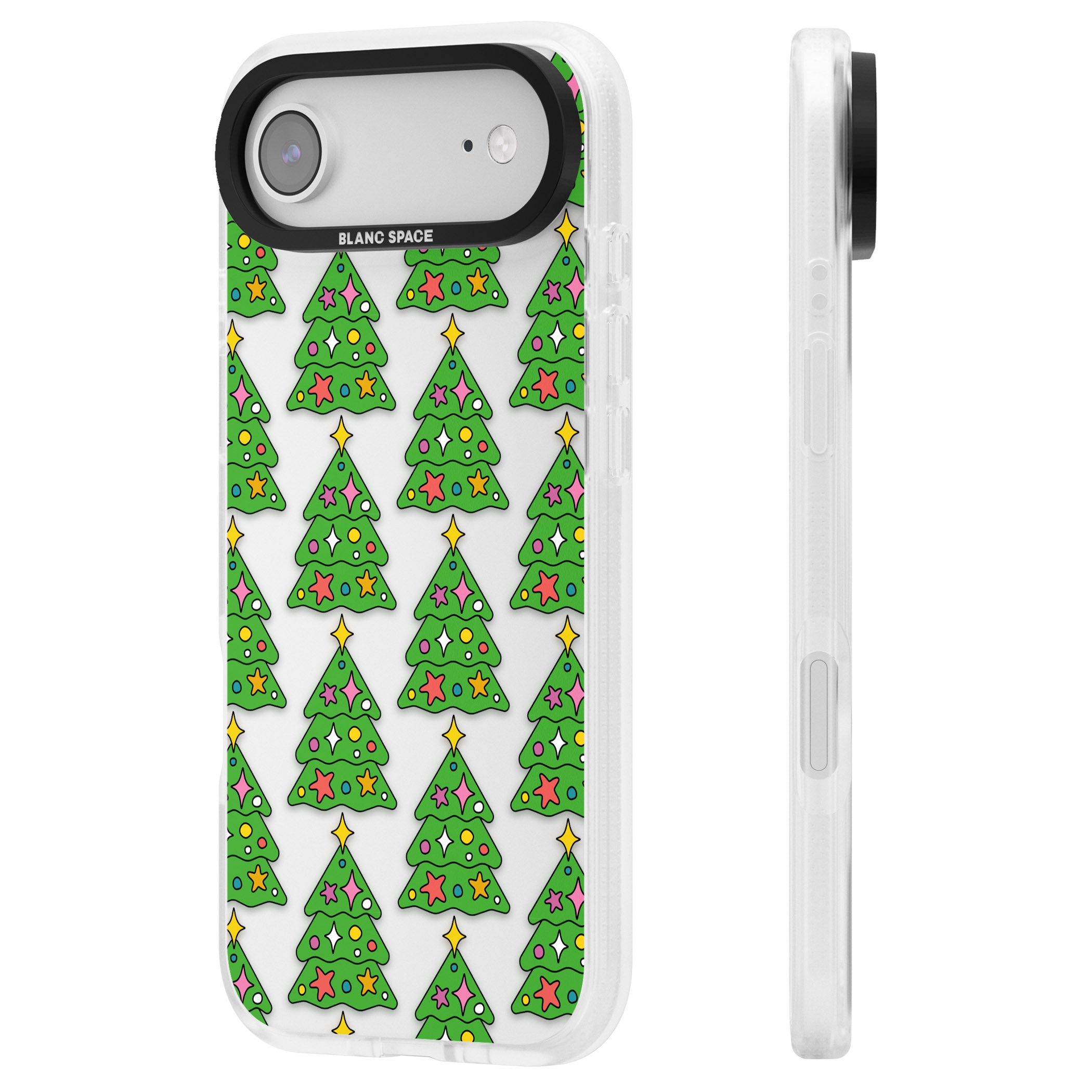Christmas Tree Pattern (Clear) iPhone 17 Air Impact Air Clear Phone Case Side Profile
