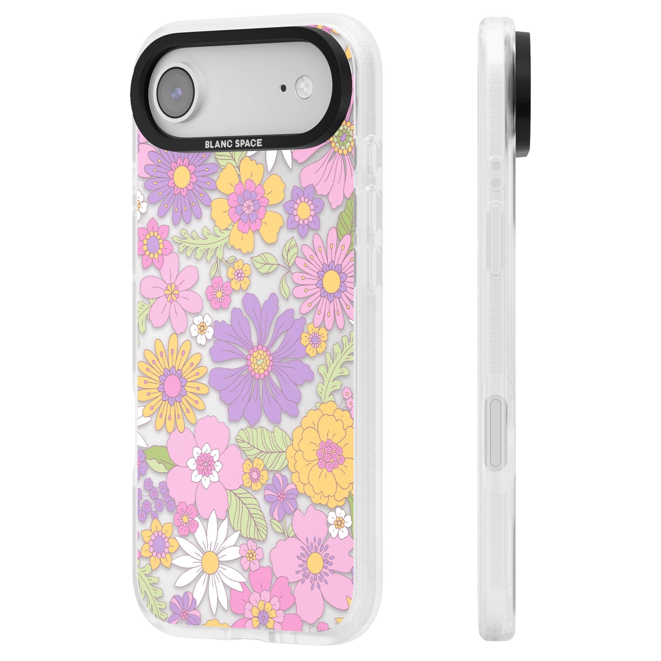 Soft Flower Mix iPhone 17 Air Impact Air Clear Phone Case Side Profile