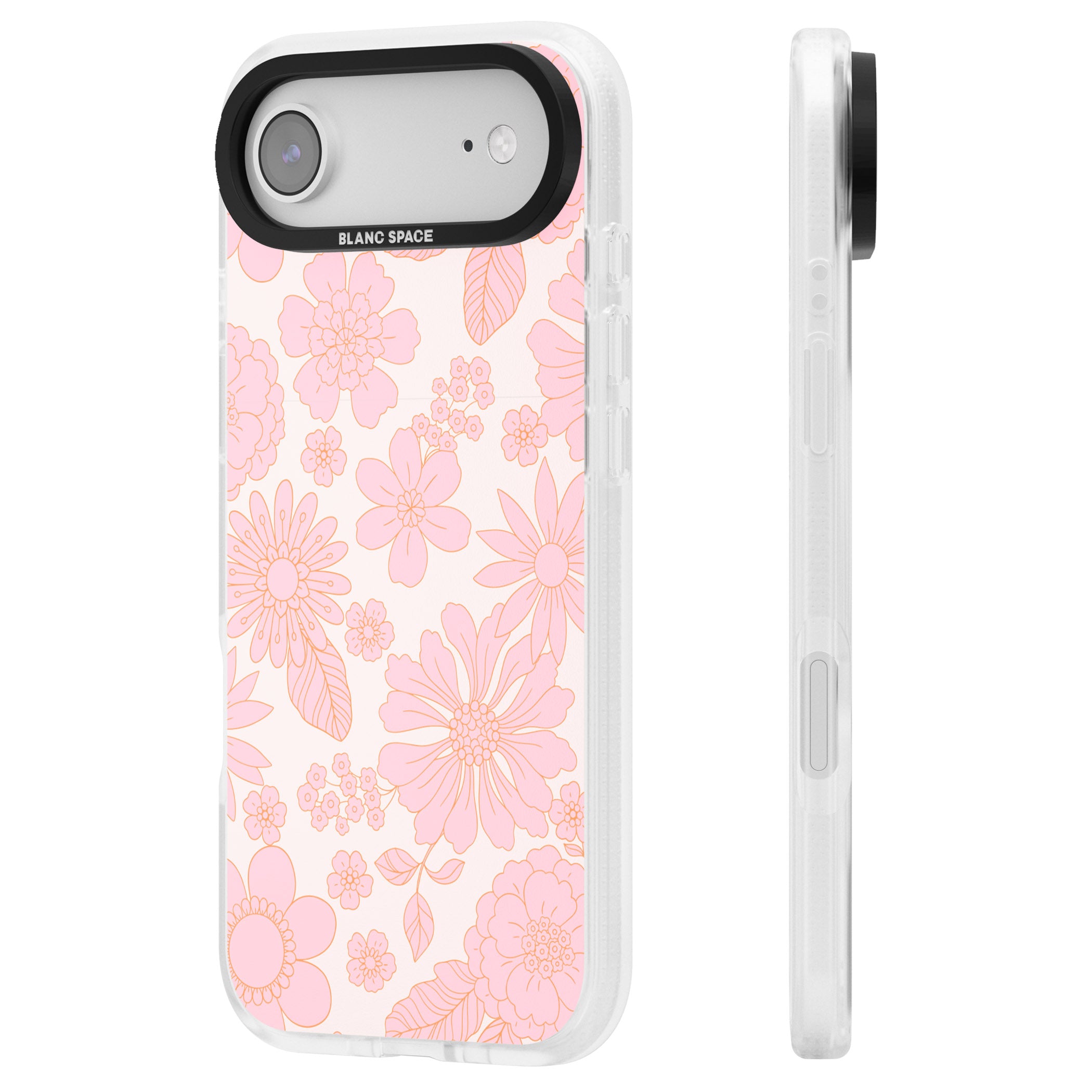 Gentle Pink Flowers iPhone 17 Air Impact Air Clear Phone Case Side Profile