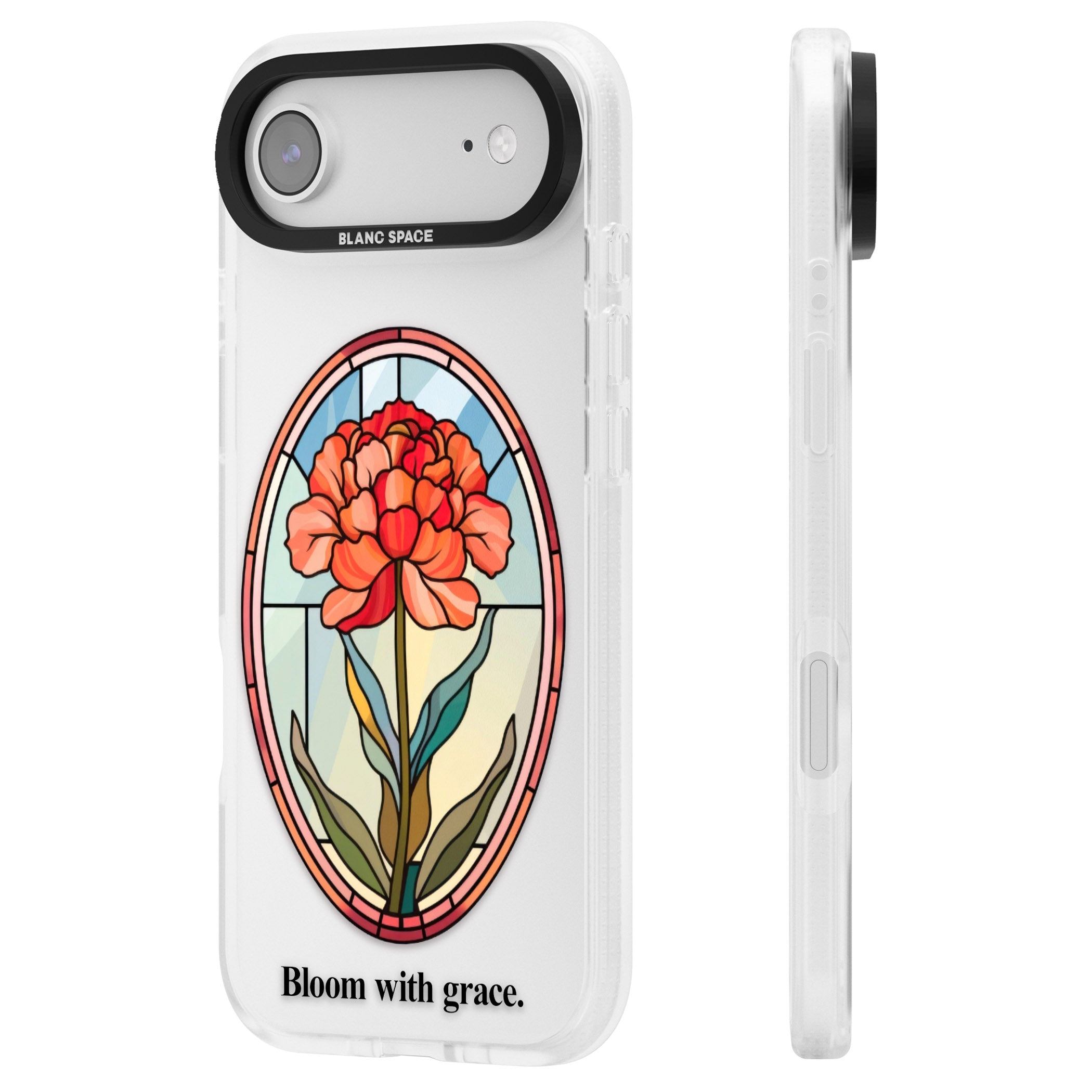 Bloom With Grace iPhone 17 Air Impact Air Clear Phone Case Side Profile